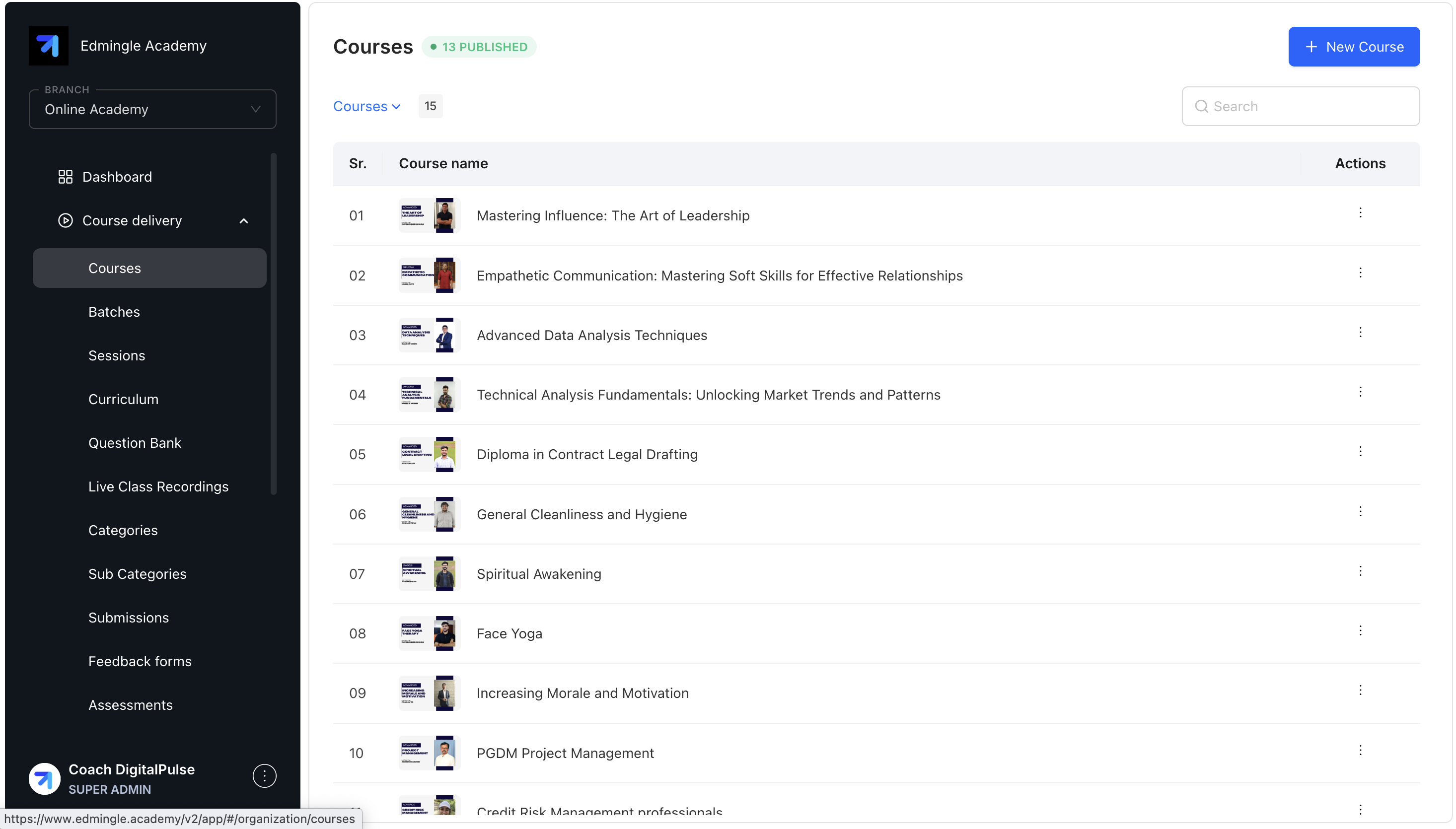 screenshot of Edmingle
