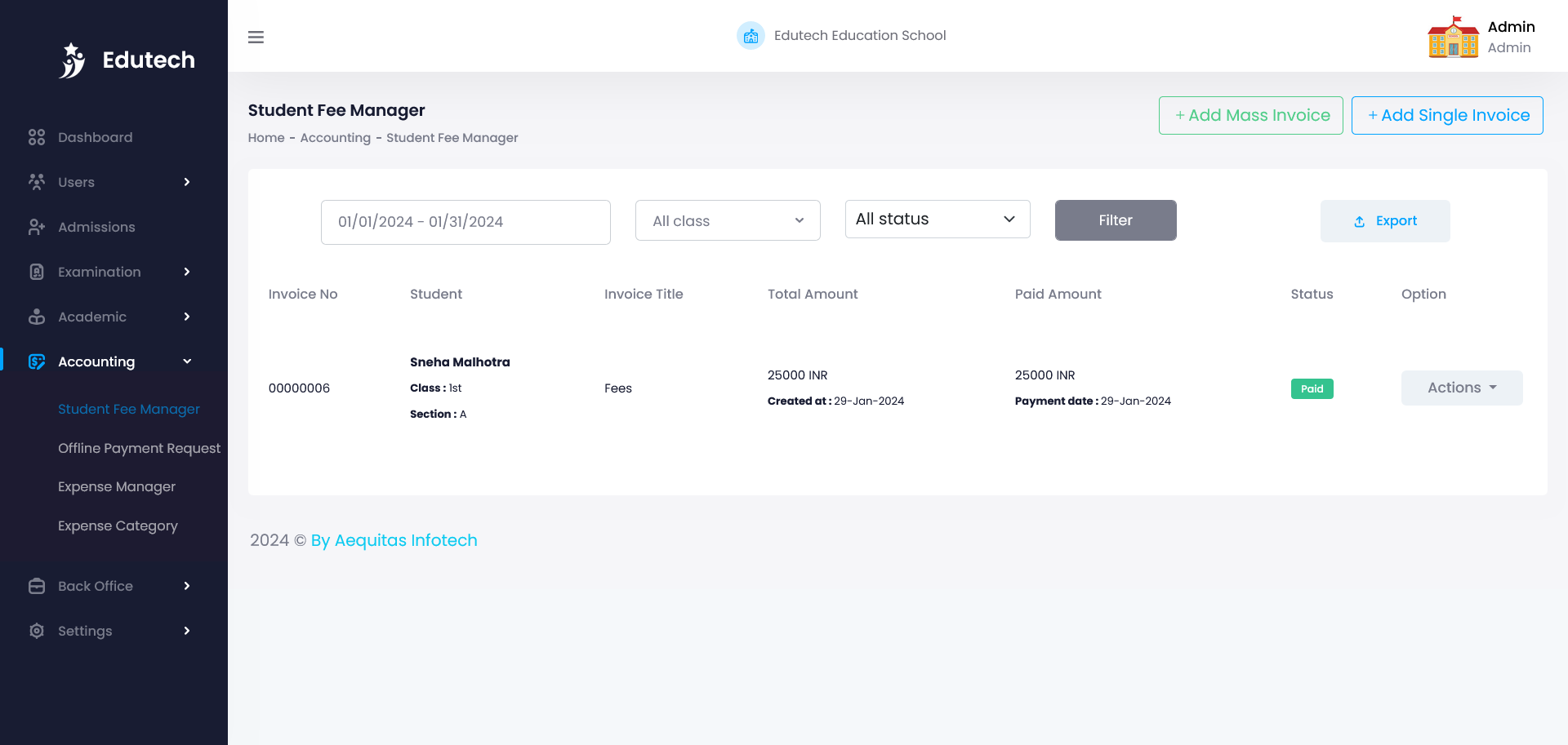 screenshot of Edutech