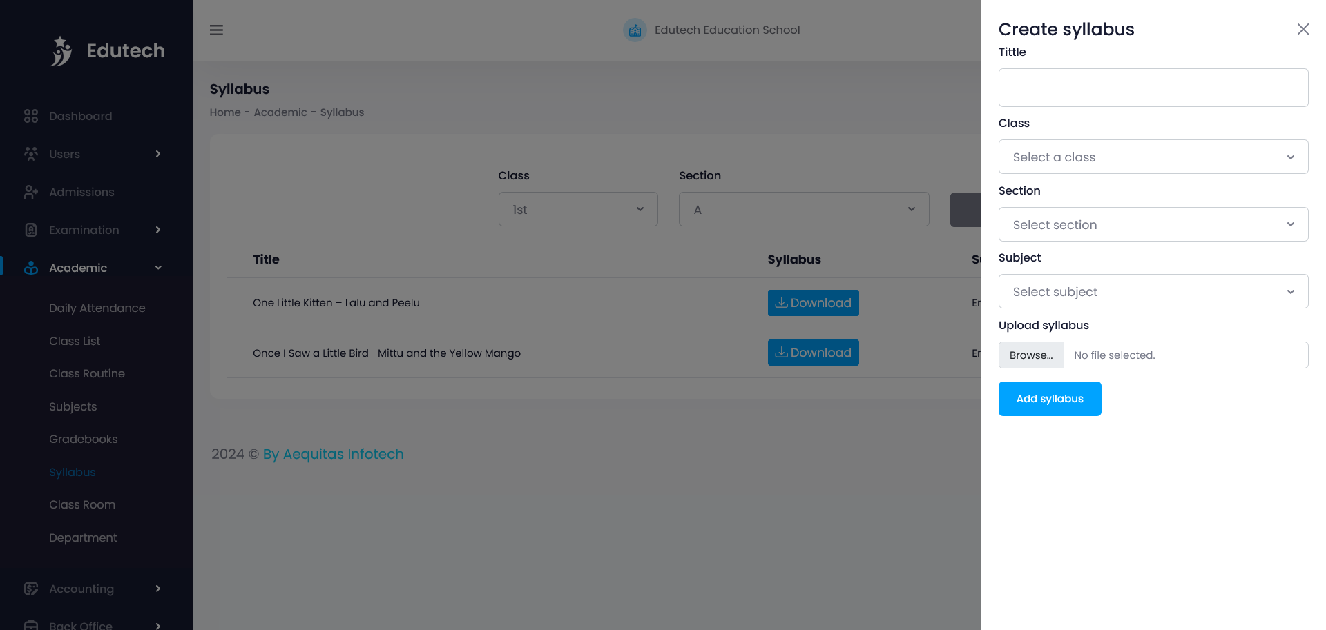 screenshot of Edutech