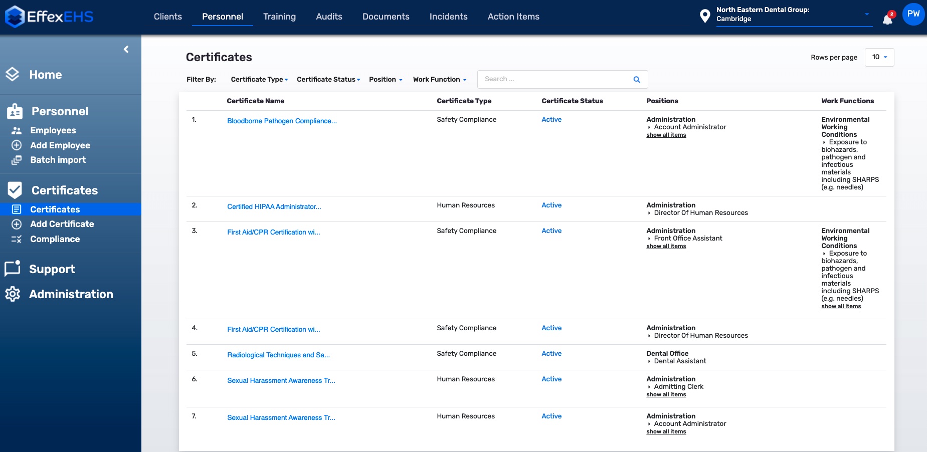 screenshot of EffexEHS