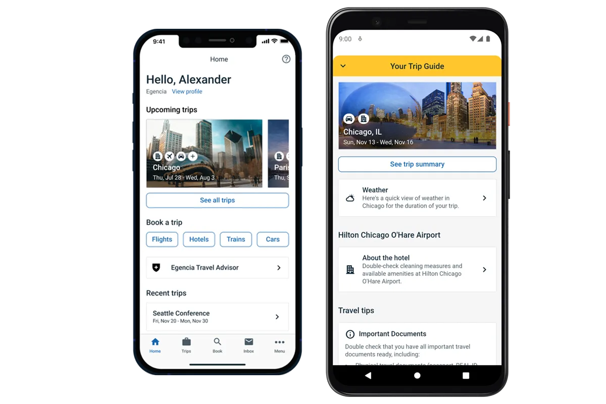 screenshot of Egencia