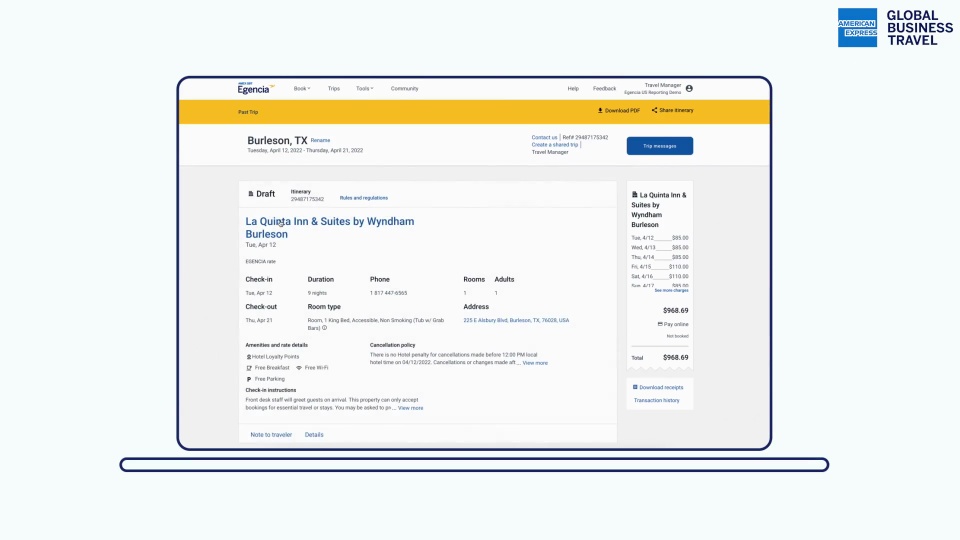 screenshot of Egencia