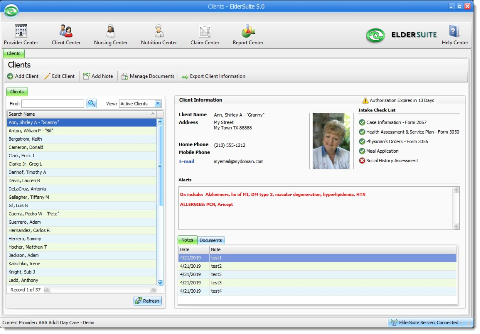 screenshot of ElderSuite
