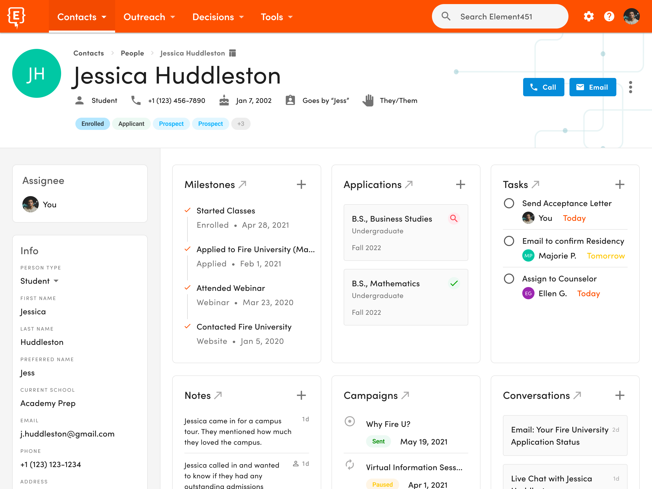 screenshot of Element451