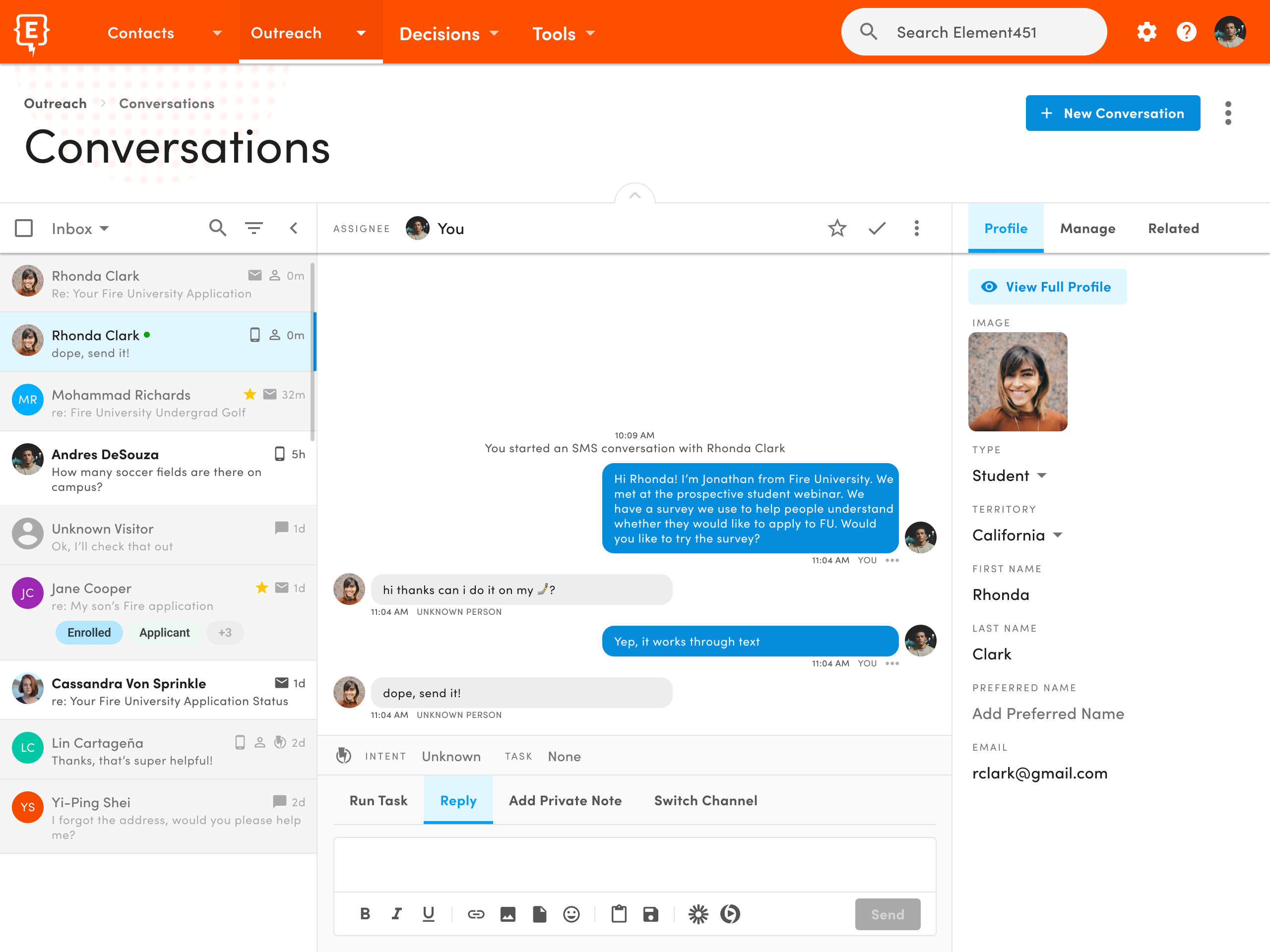 screenshot of Element451