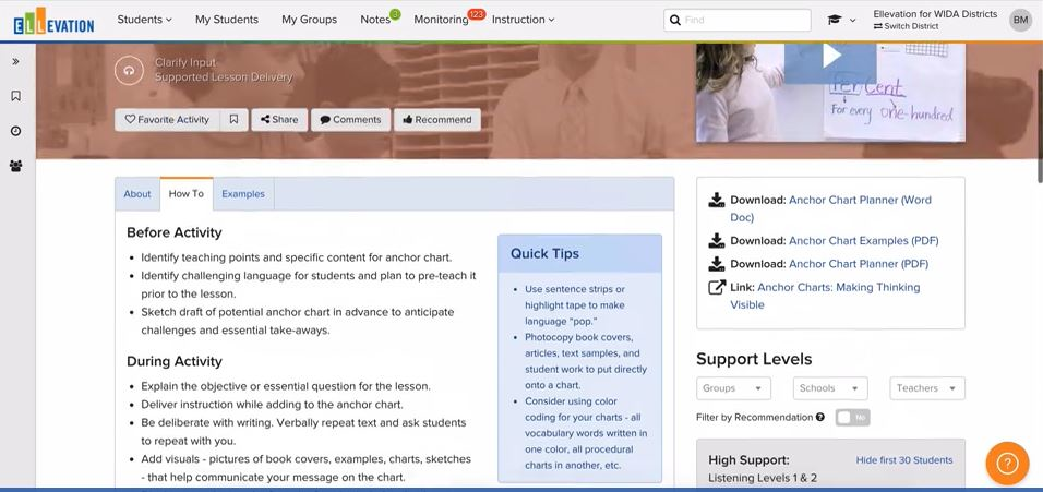 screenshot of Ellevation