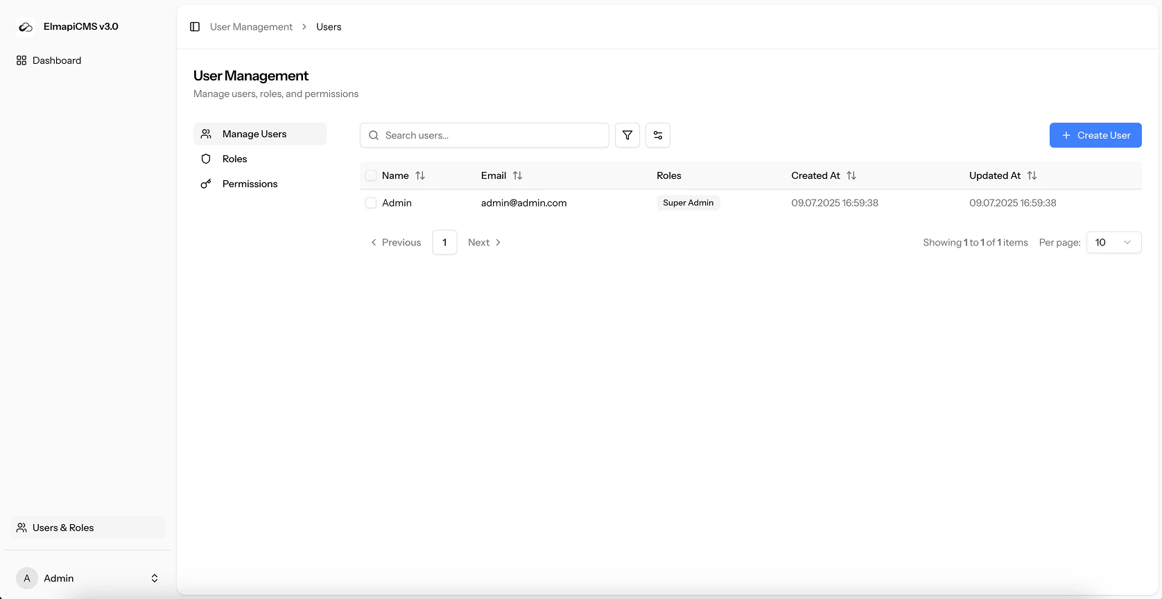 screenshot of ElmapiCMS