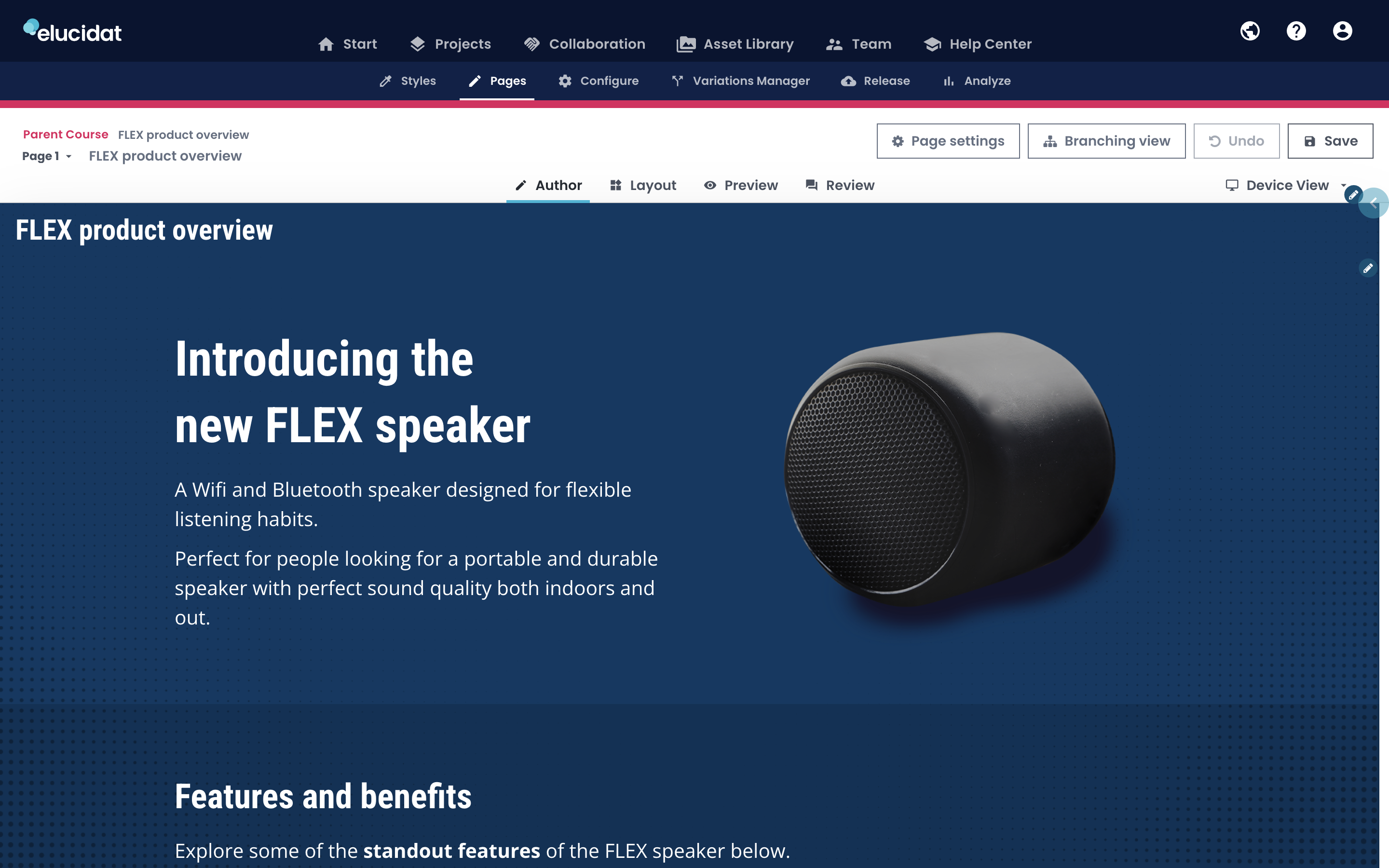 screenshot of Elucidat