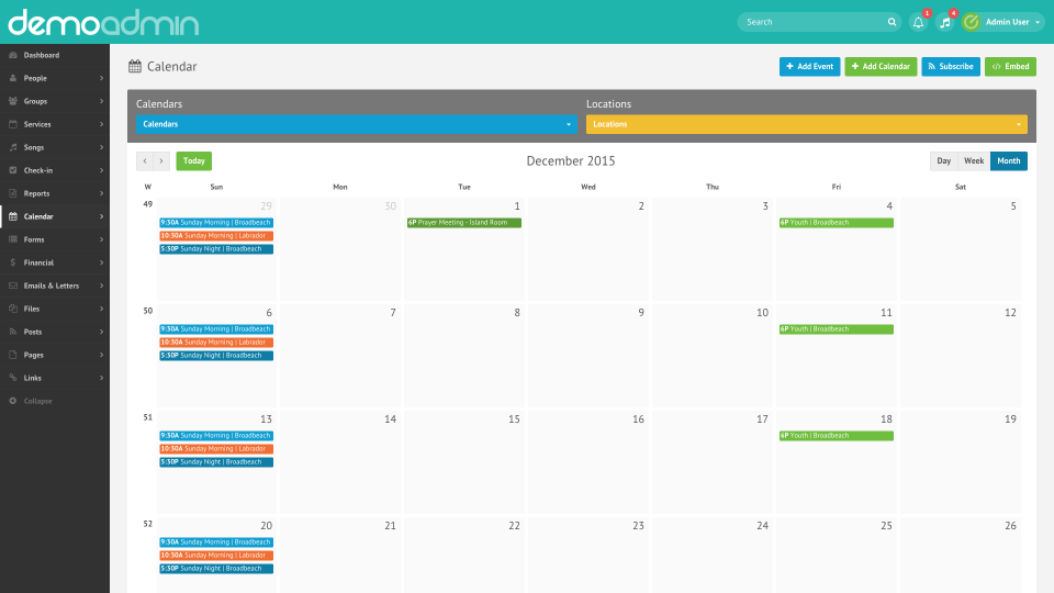 screenshot of Elvanto