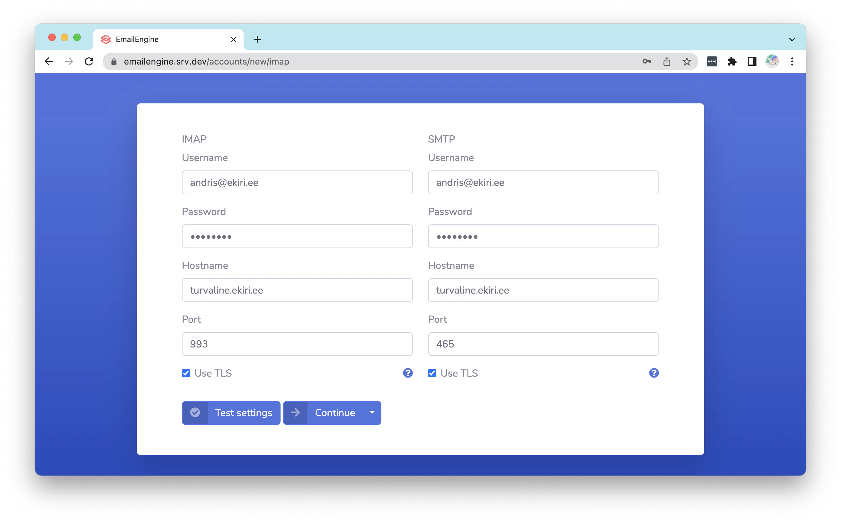 screenshot of EmailEngine
