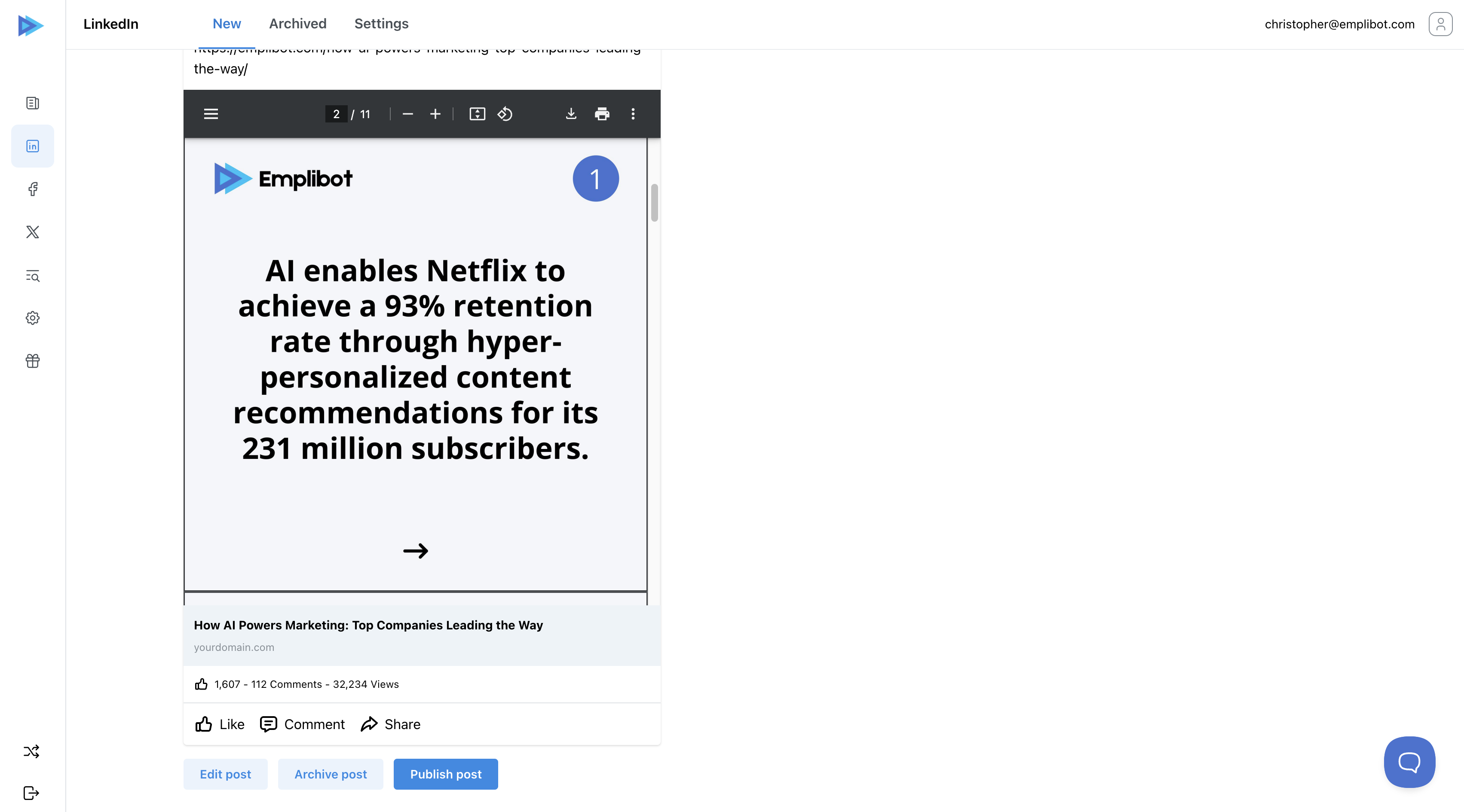 screenshot of Emplibot