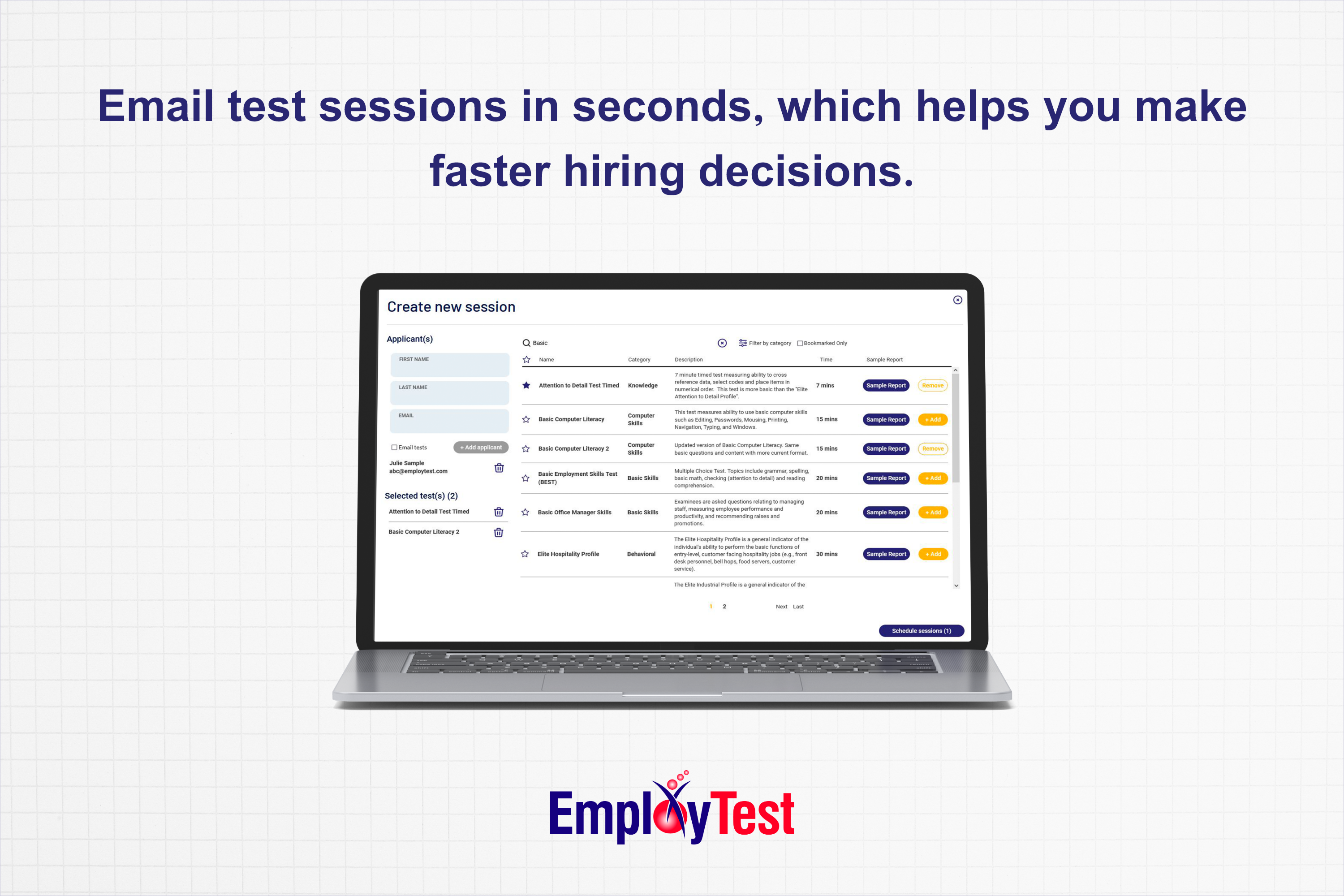 screenshot of EmployTest