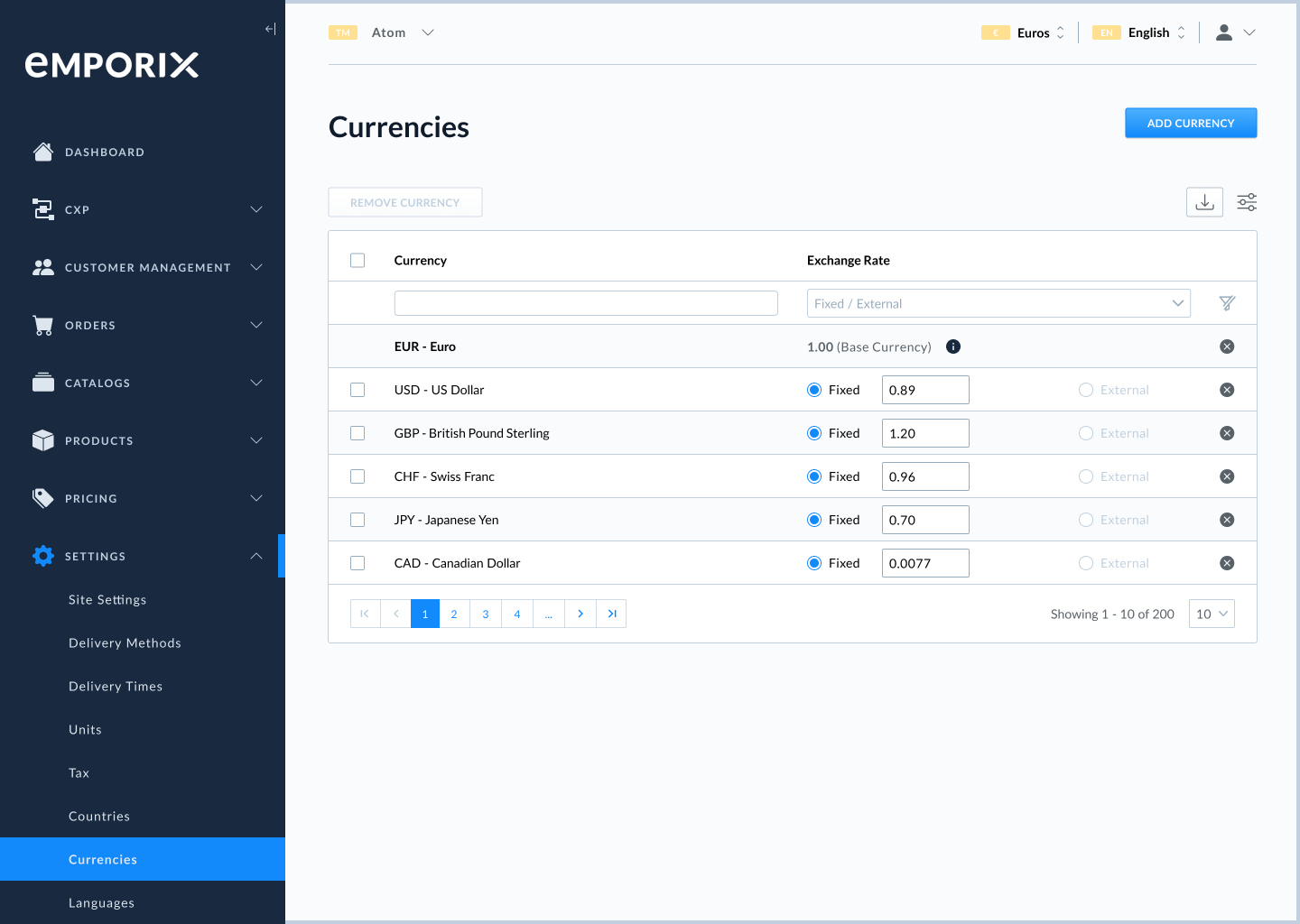 screenshot of Emporix