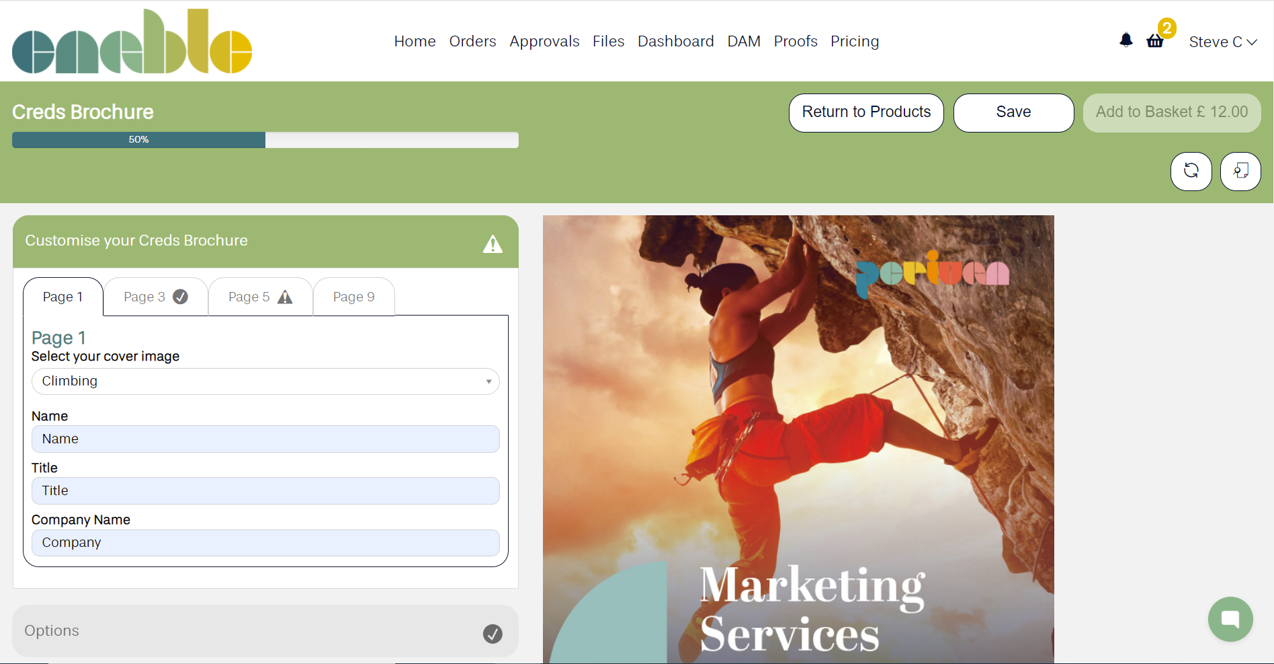 screenshot of Enable