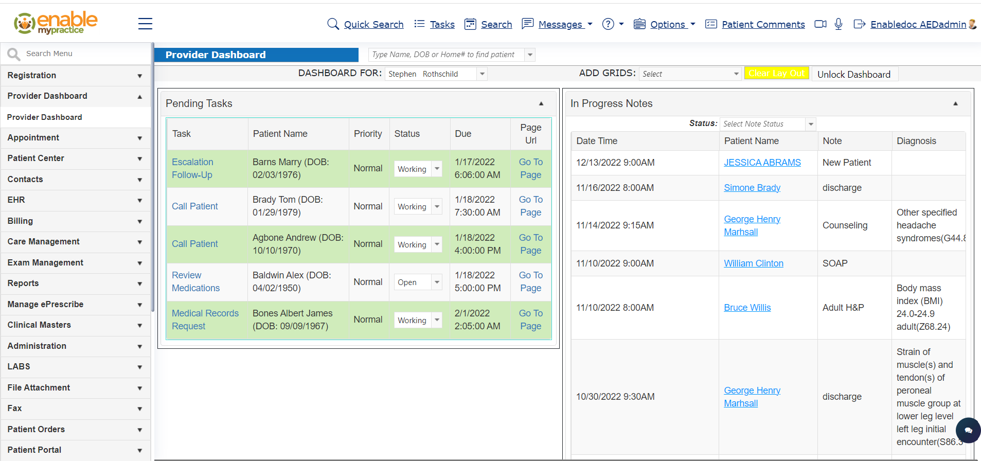 screenshot of Enablemypractice