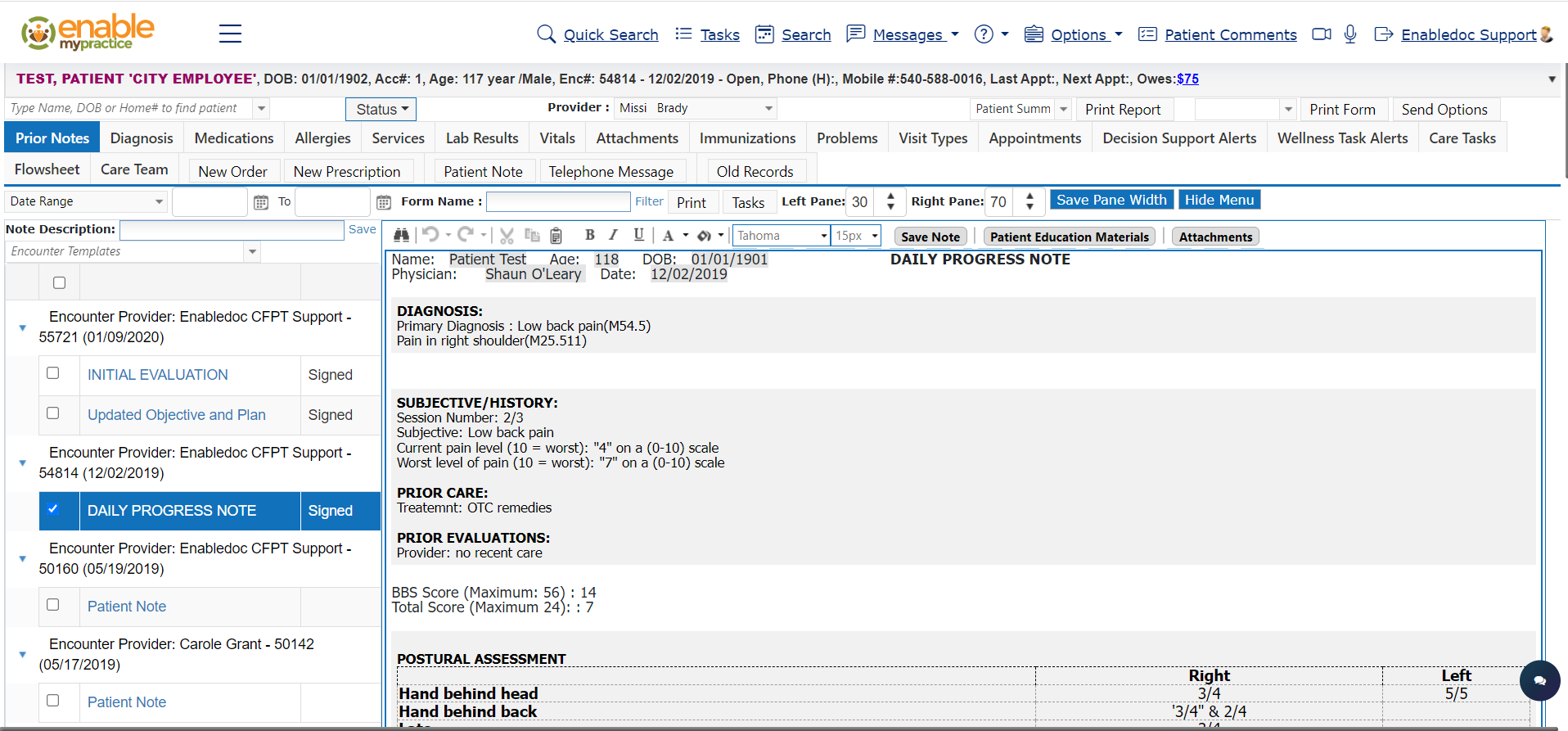 screenshot of Enablemypractice