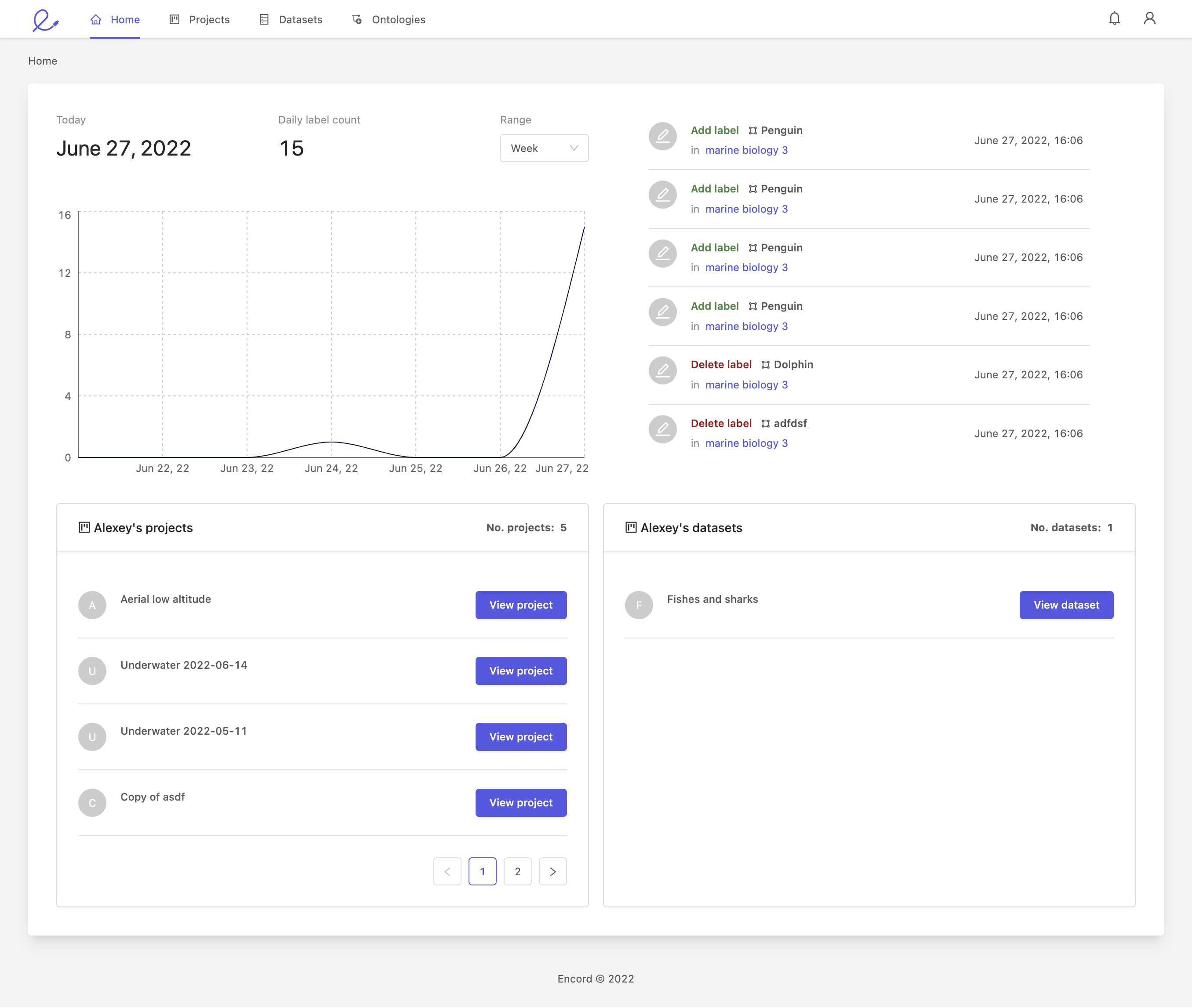 screenshot of Encord