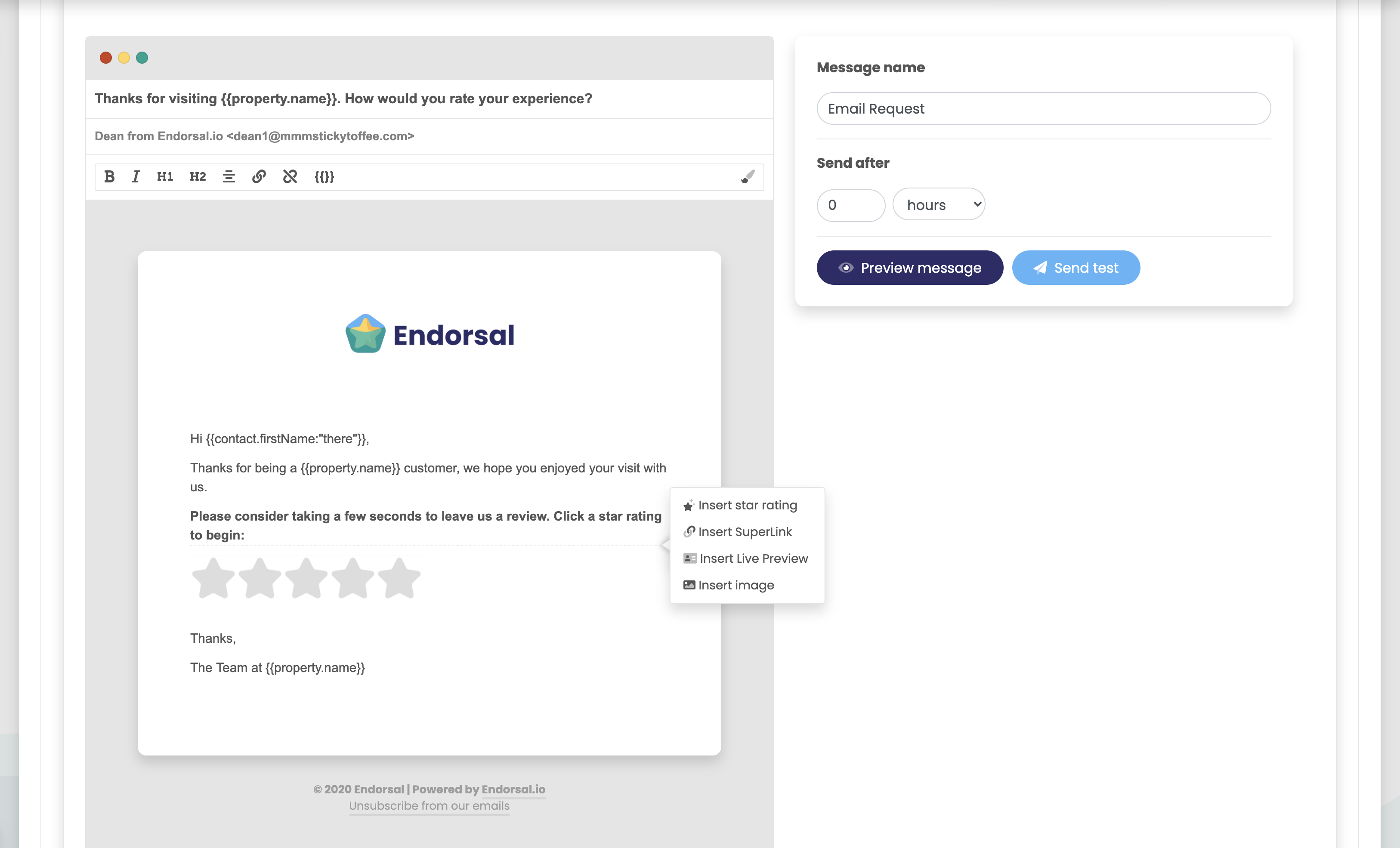 screenshot of Endorsal
