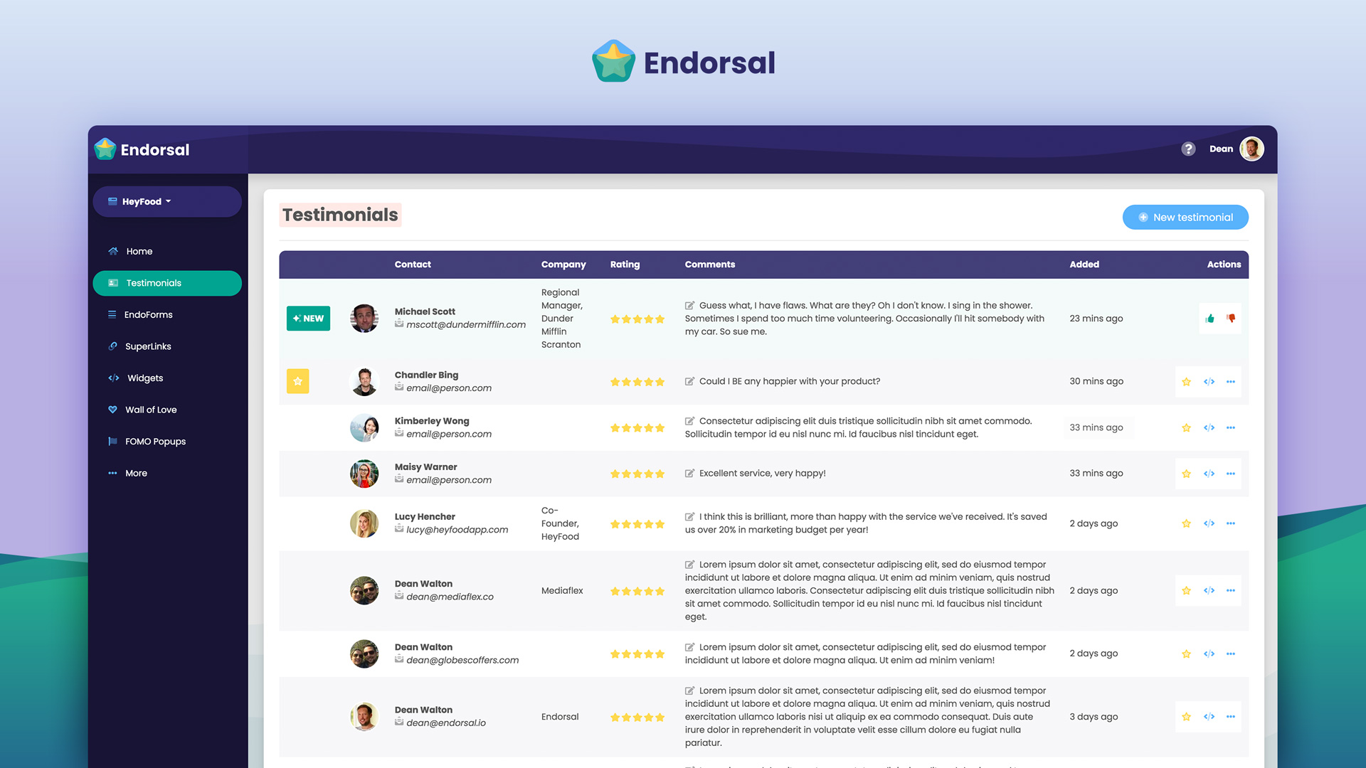 screenshot of Endorsal