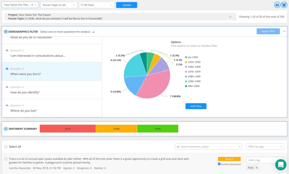 screenshot of EngagementHQ