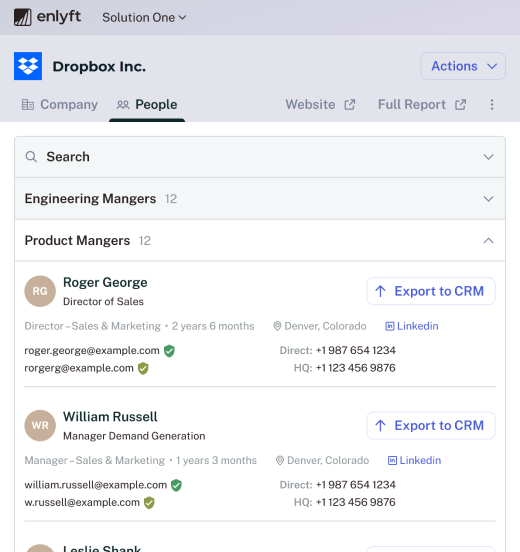 screenshot of Enlyft