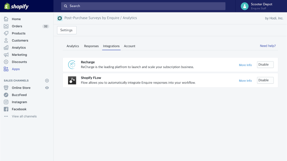 screenshot of Enquire