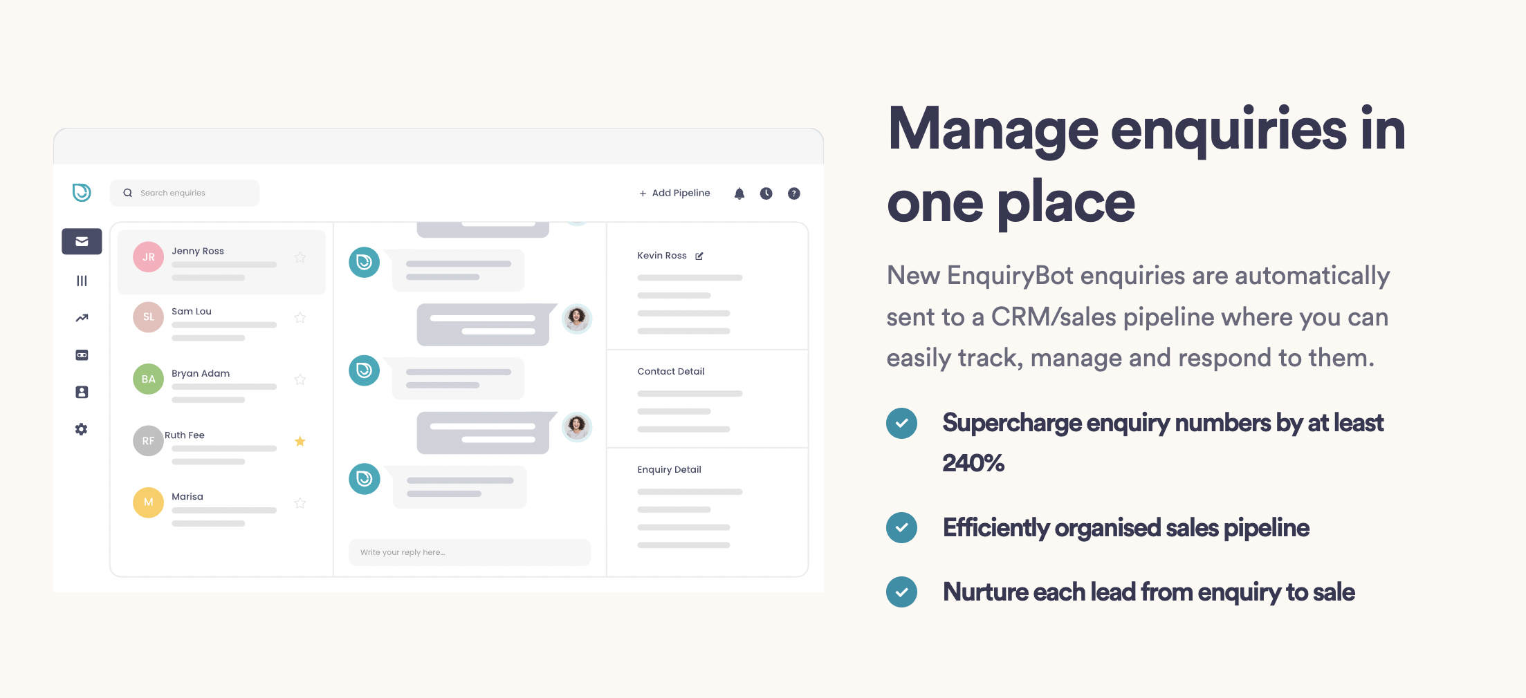 screenshot of EnquiryBot