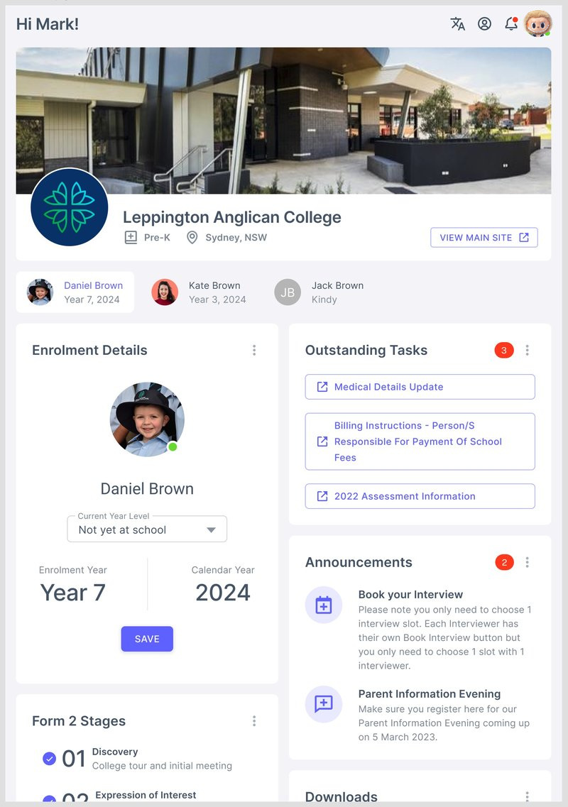 screenshot of EnrolHQ