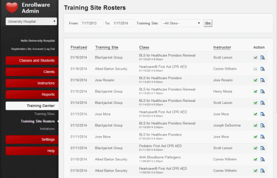 screenshot of Enrollware