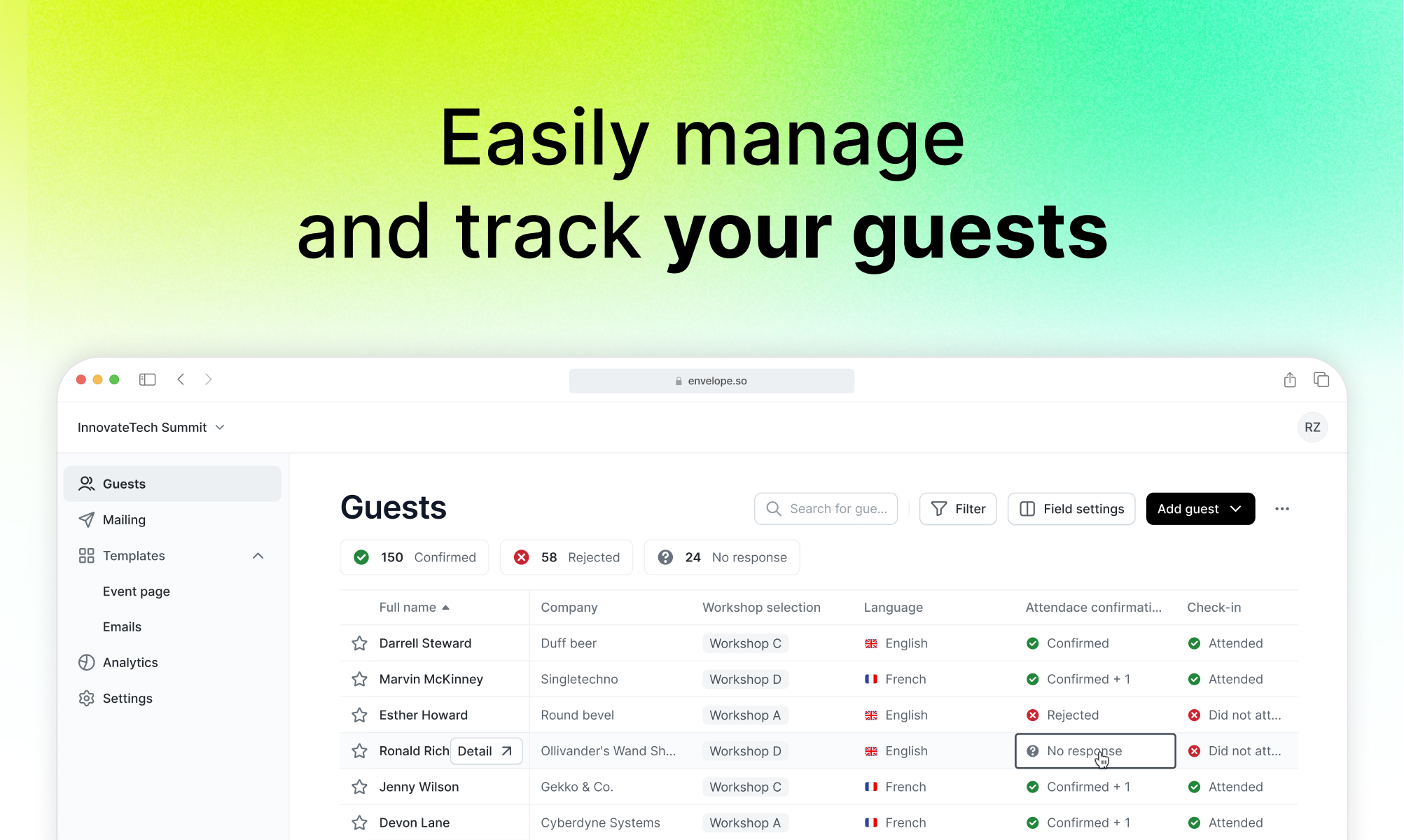 screenshot of Envelope