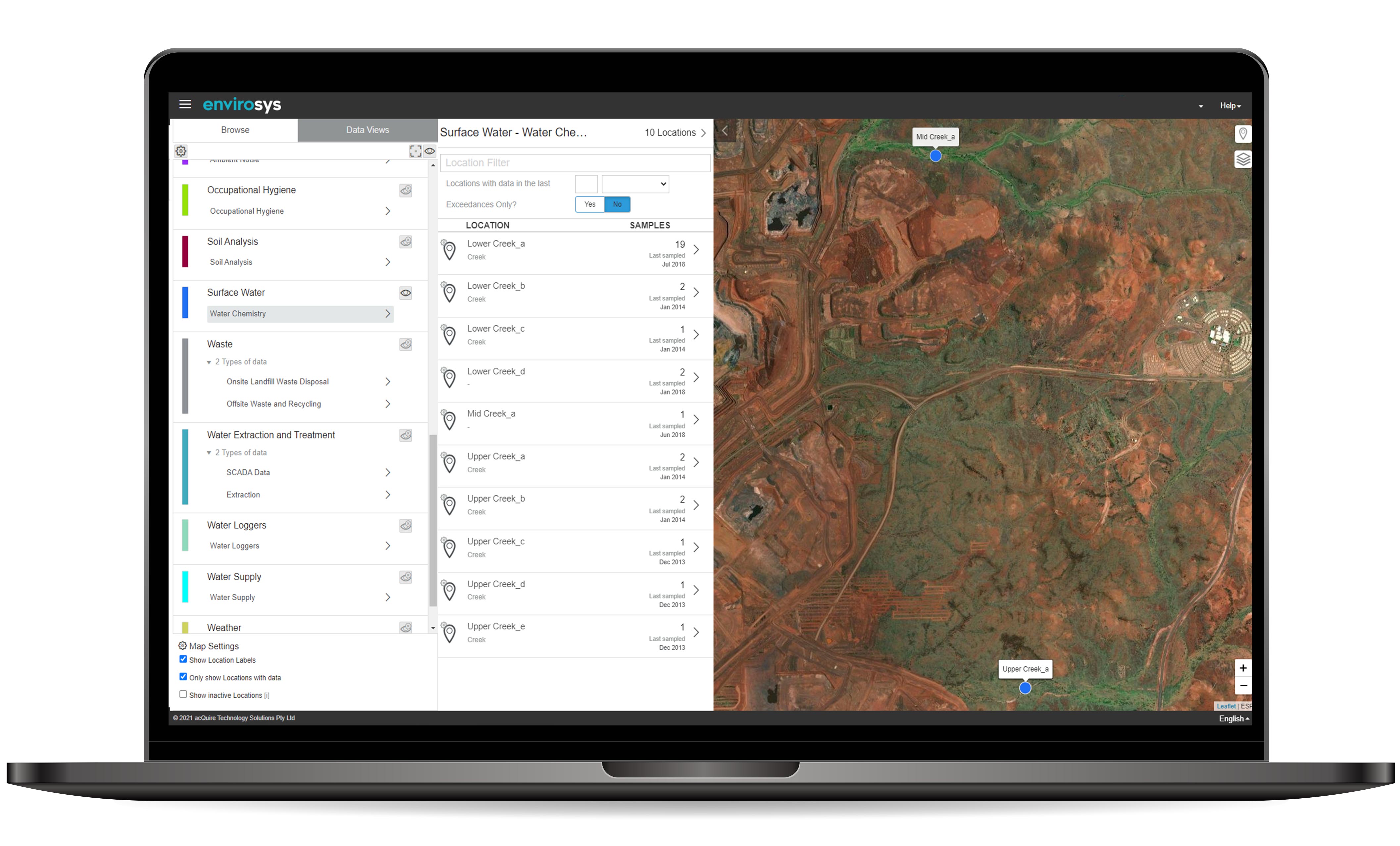 screenshot of EnviroSys