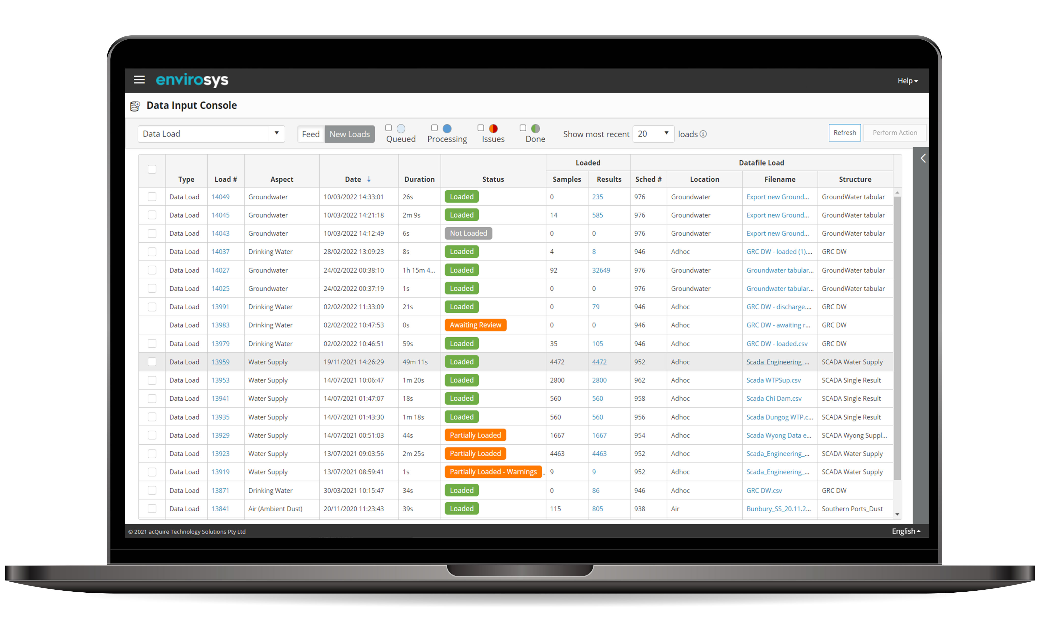 screenshot of EnviroSys