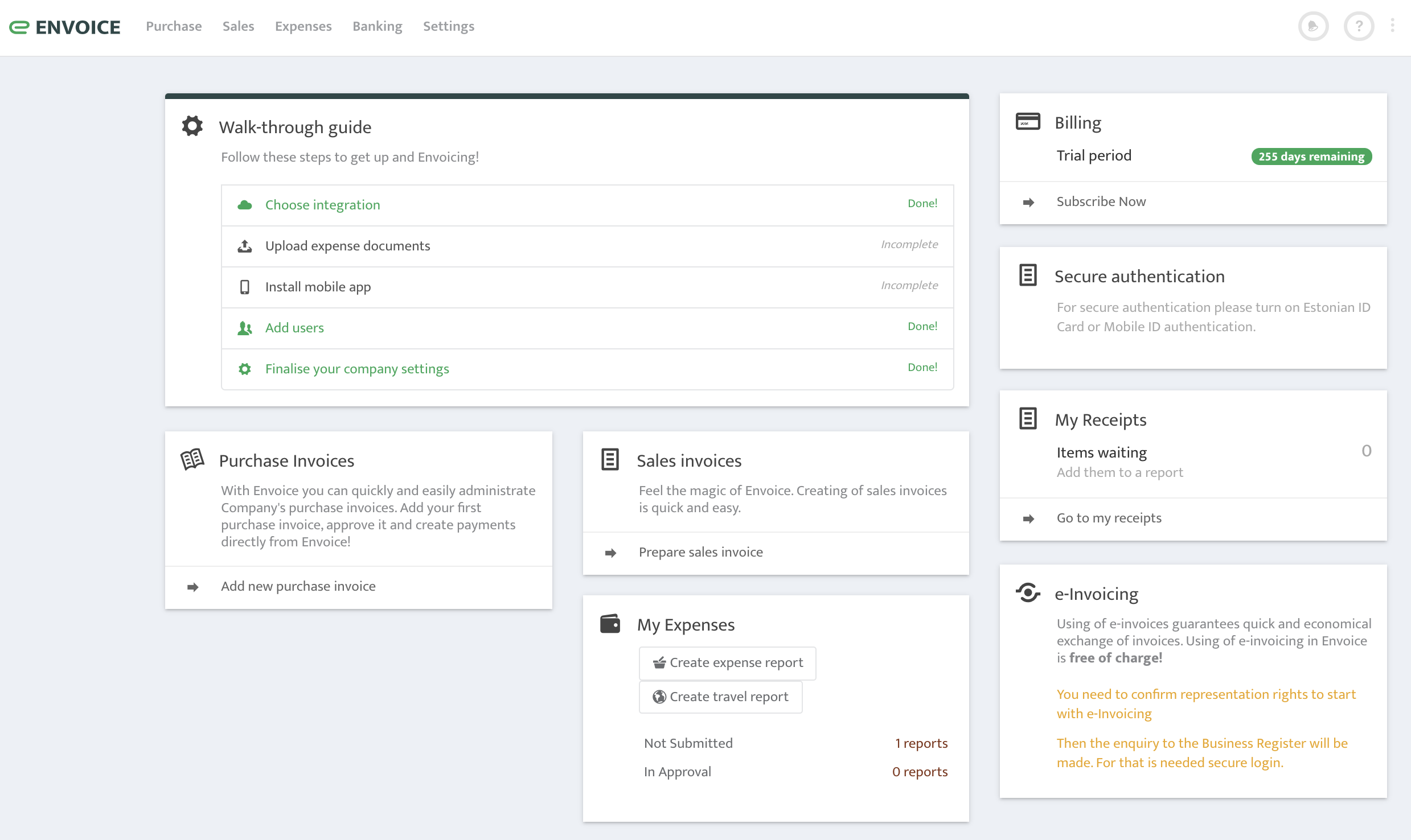 screenshot of Envoice