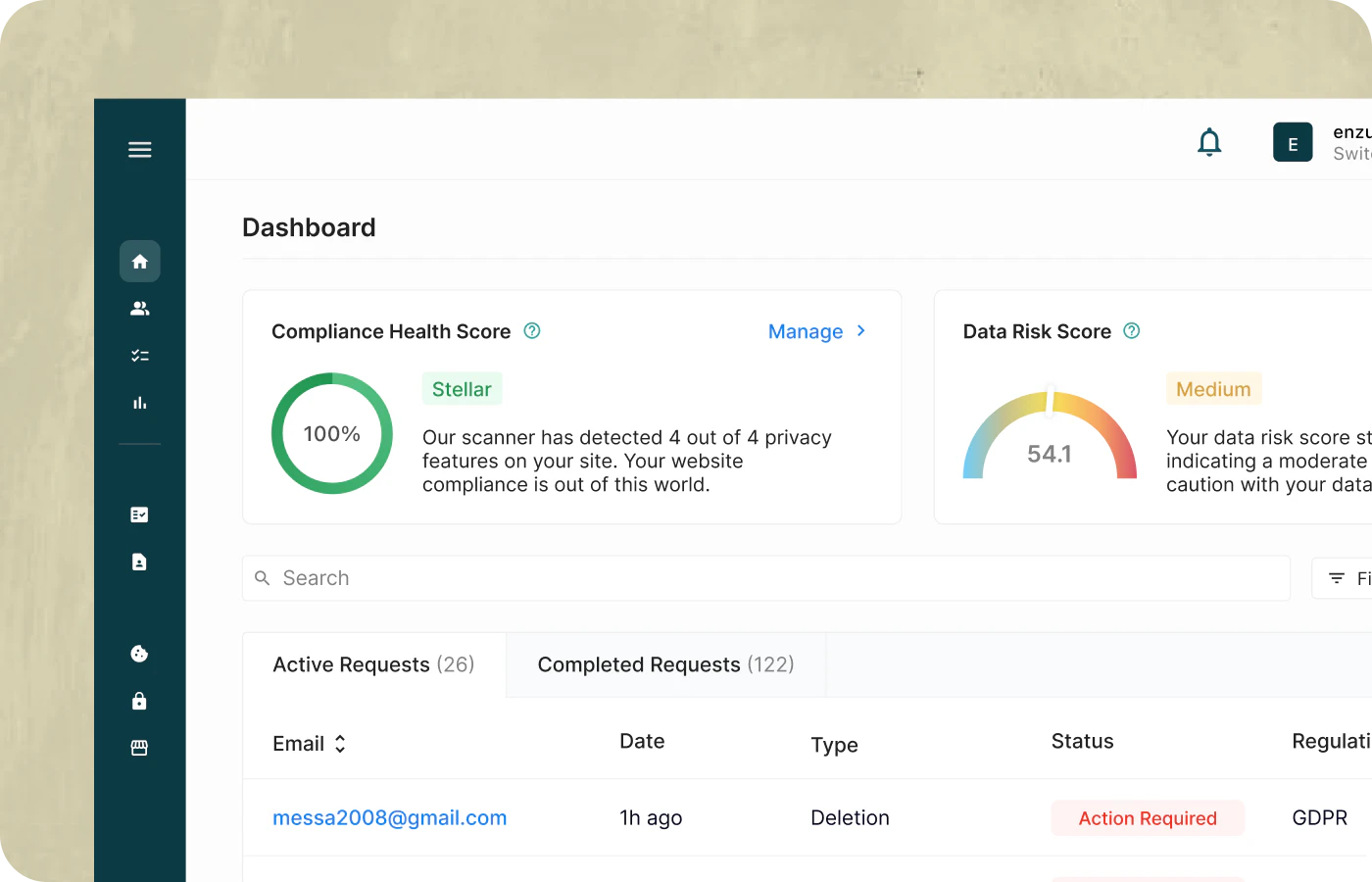 screenshot of Enzuzo