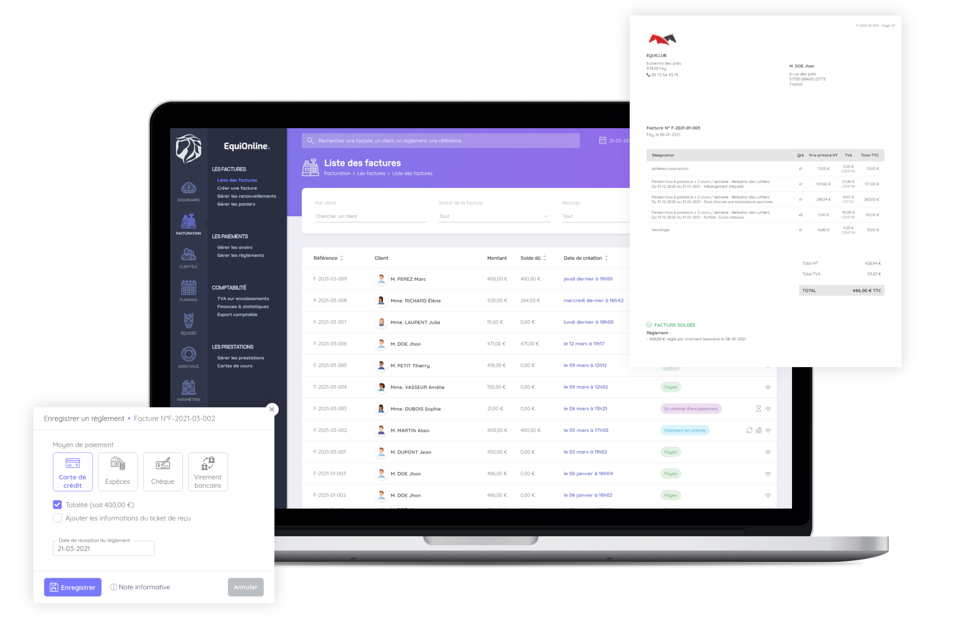 screenshot of EquiOnline