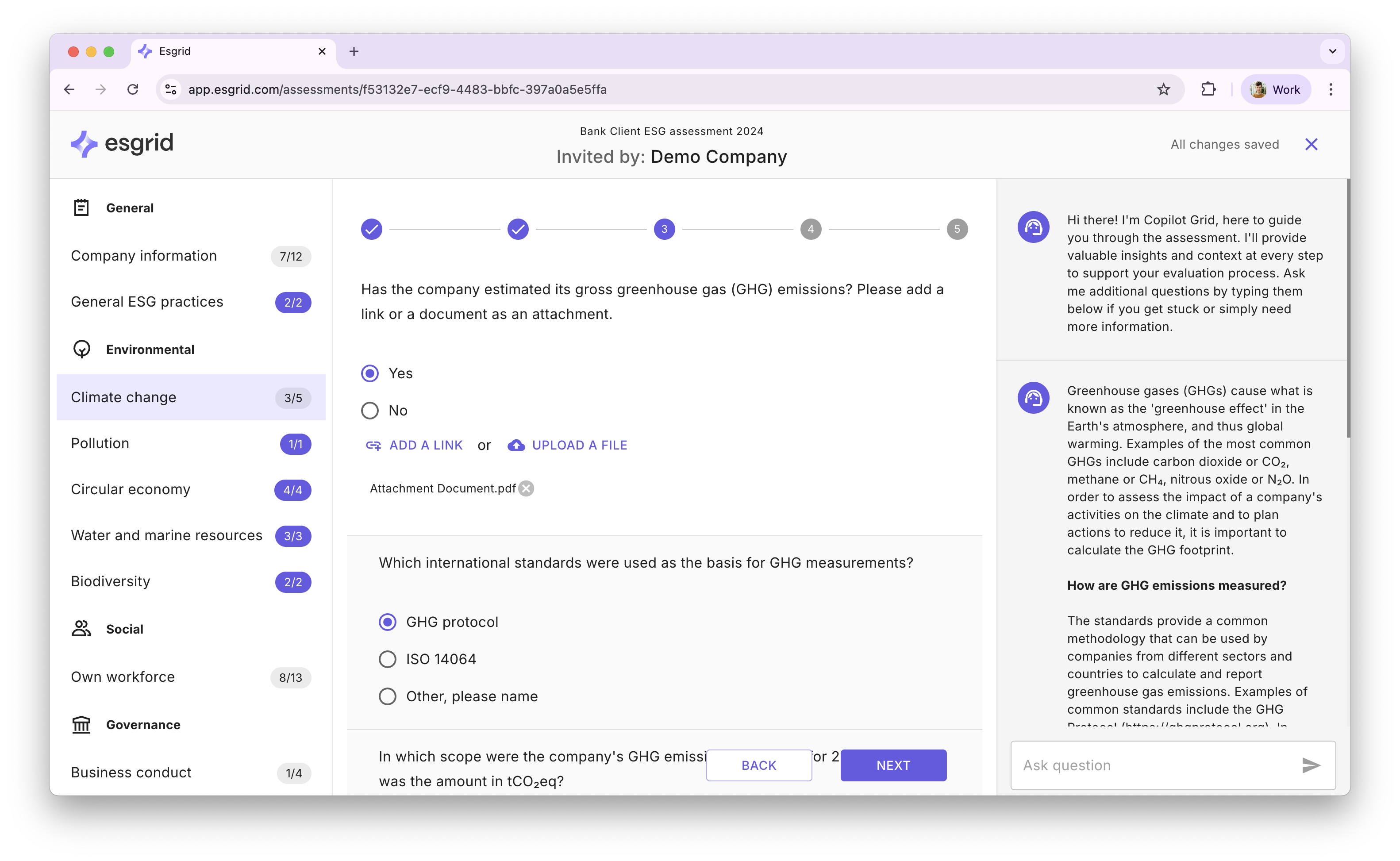 screenshot of Esgrid