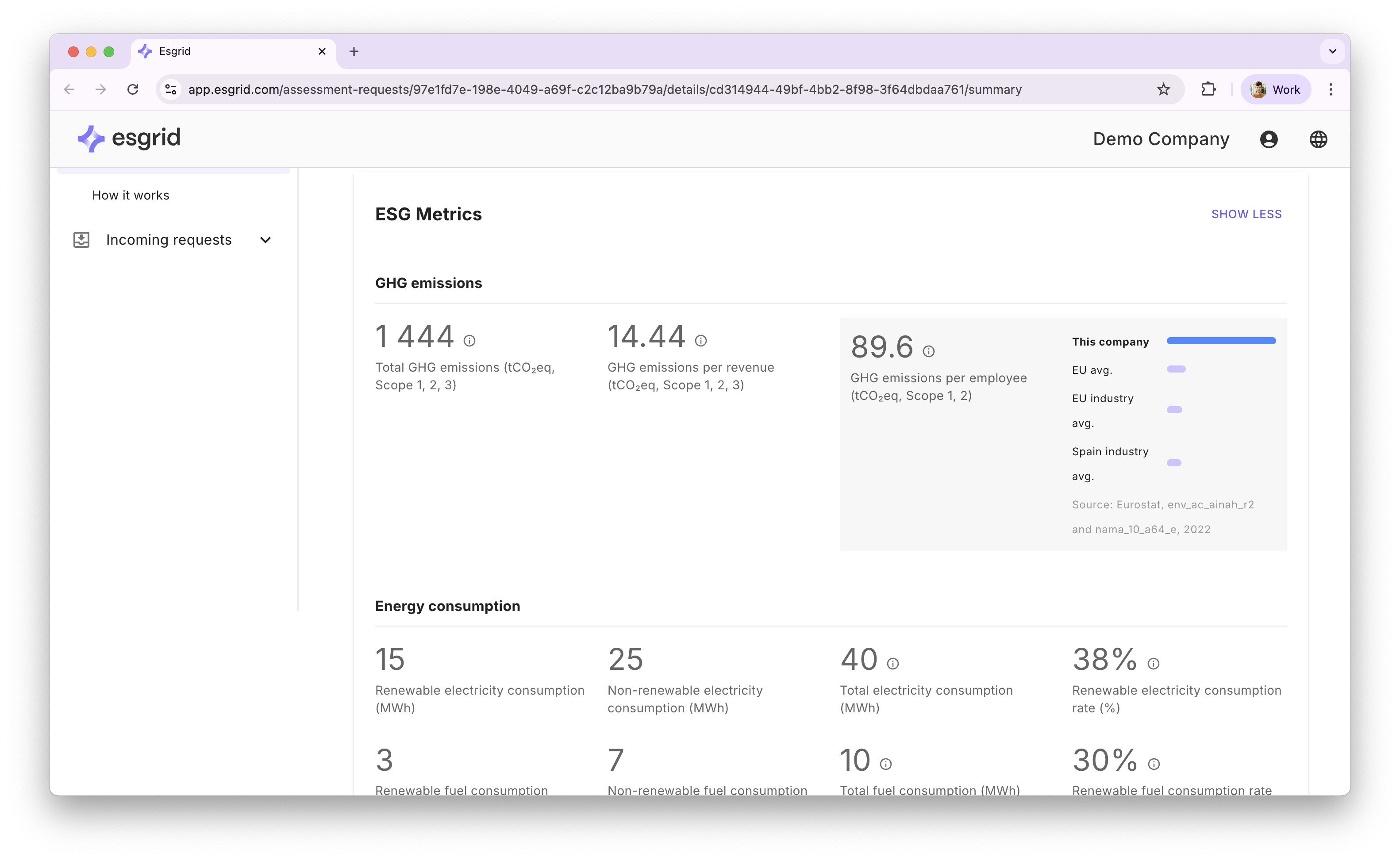 screenshot of Esgrid