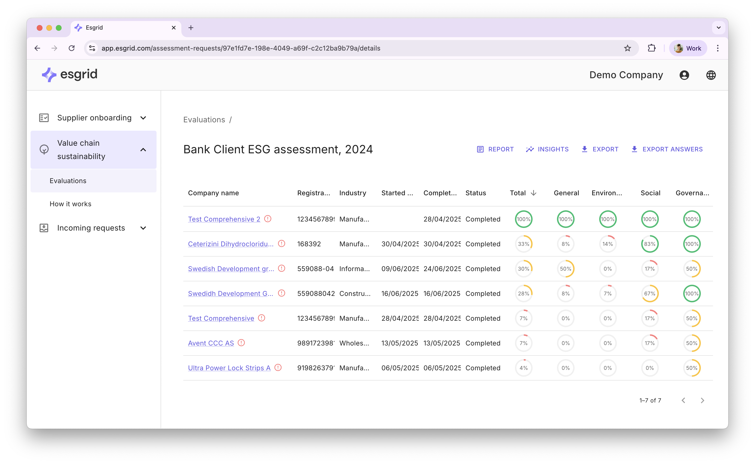 screenshot of Esgrid