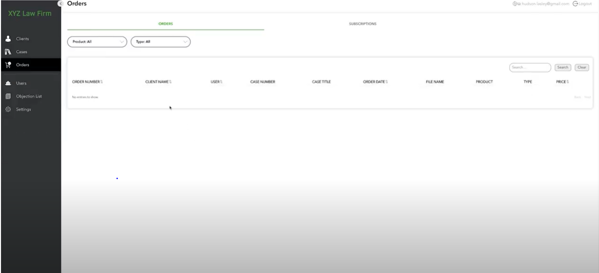 screenshot of EsquireTek