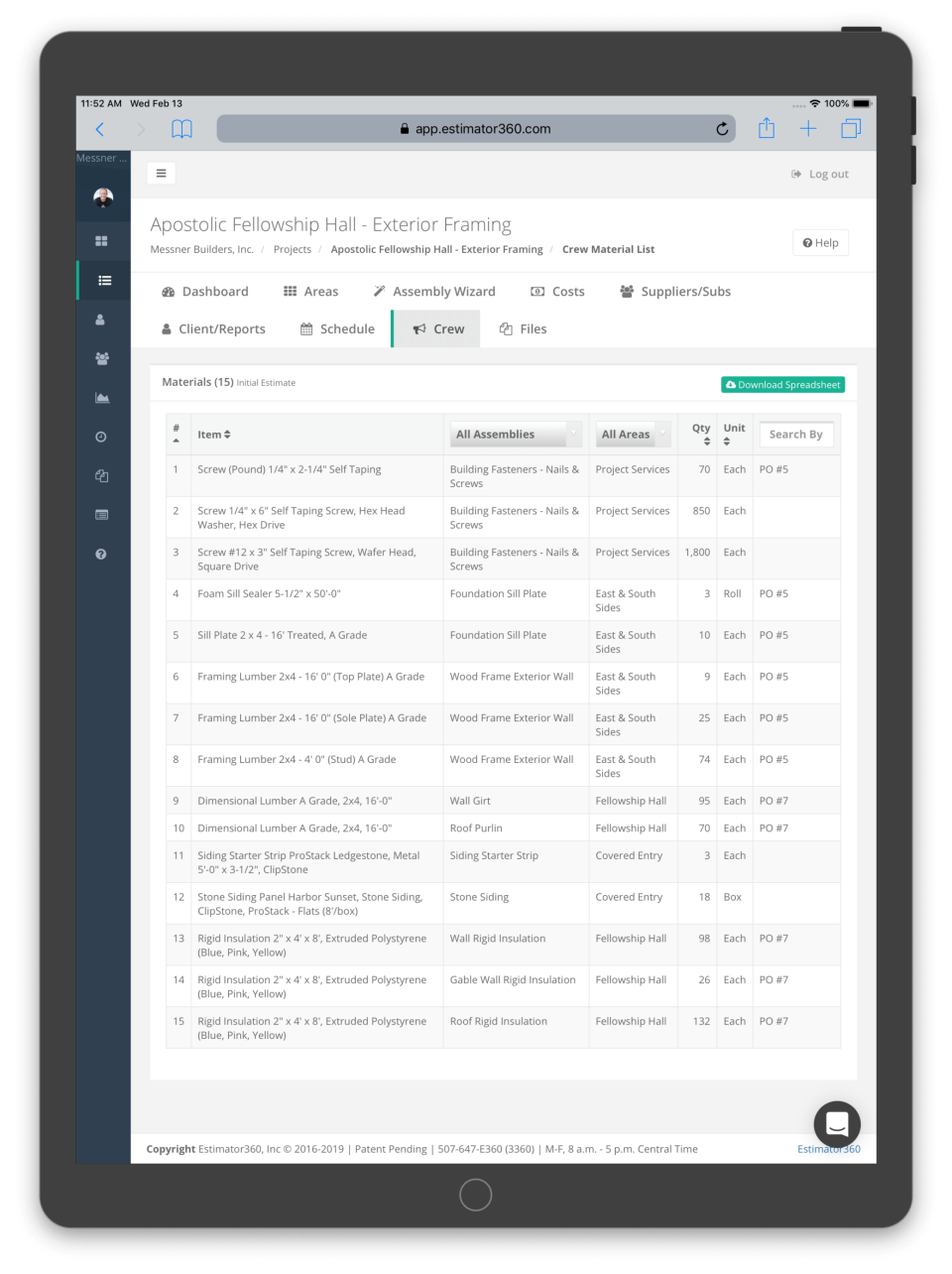 screenshot of Estimator360