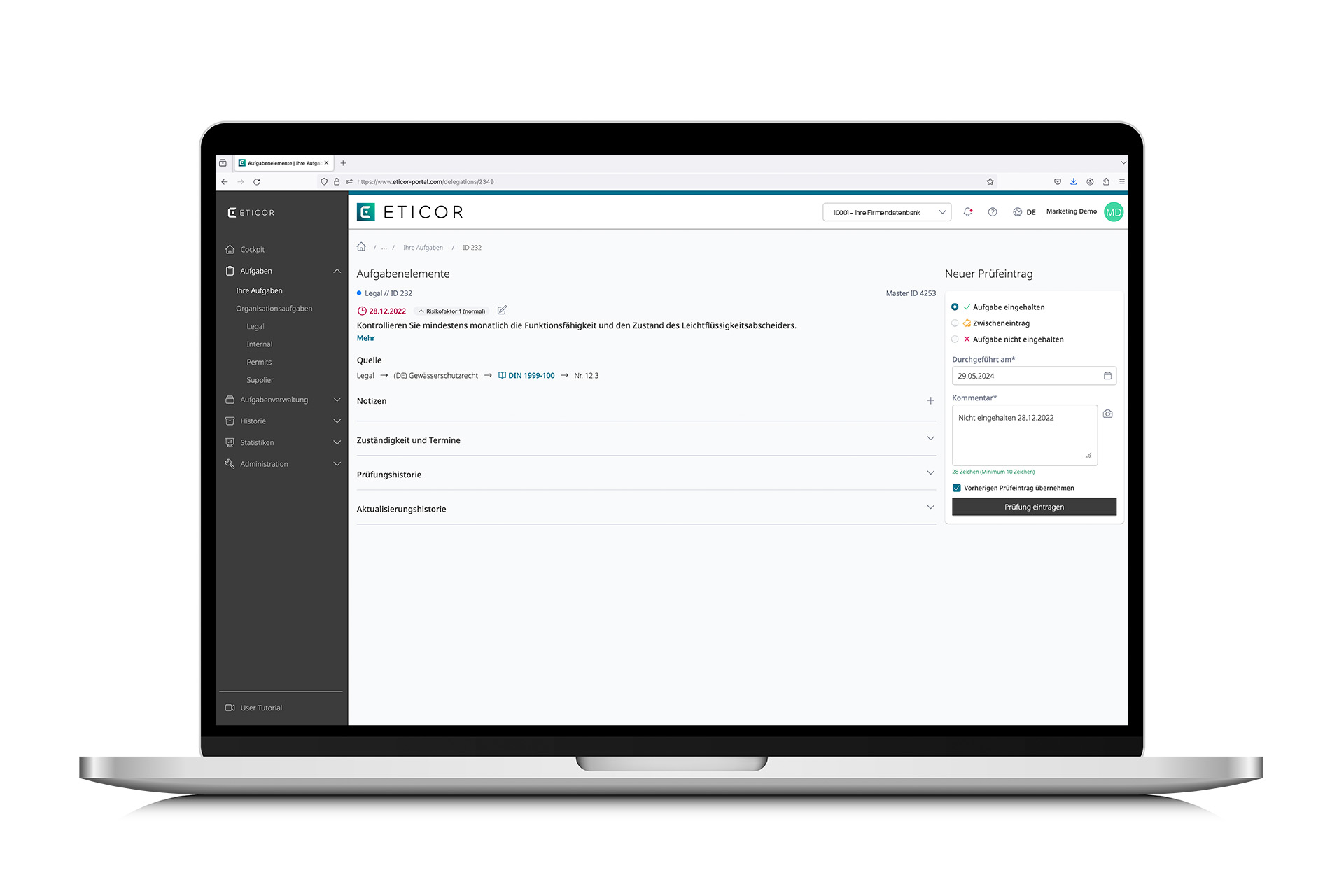 screenshot of Eticor