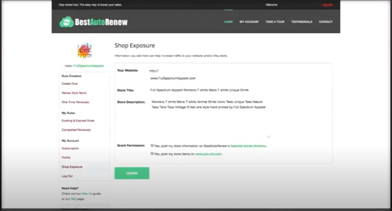screenshot of EtsyMarketingTool