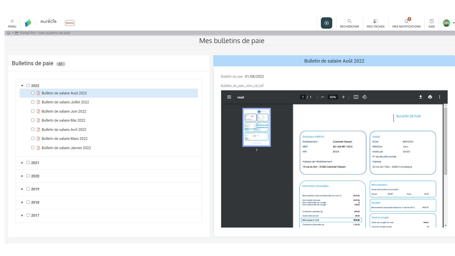 screenshot of Eurecia