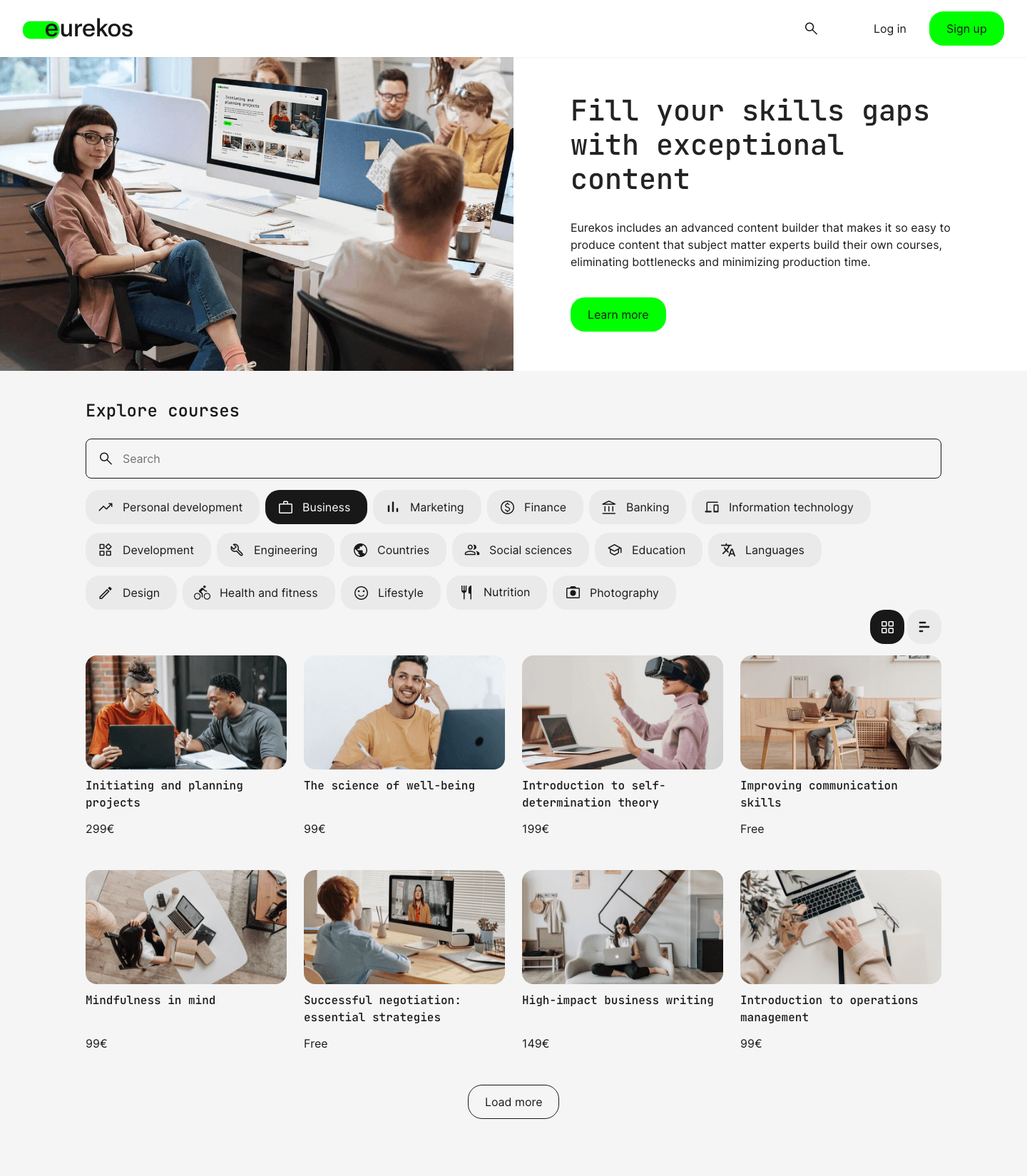 screenshot of Eurekos