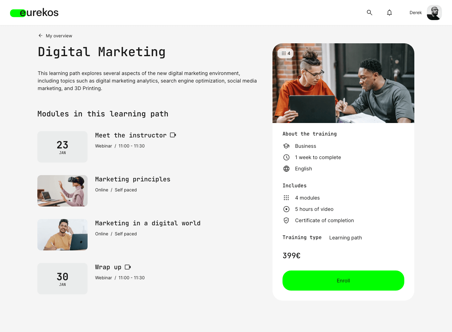 screenshot of Eurekos