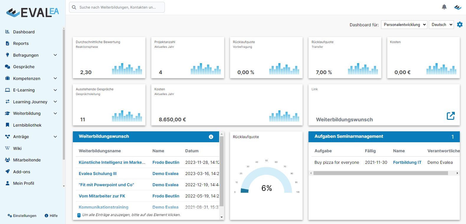 screenshot of Evalea