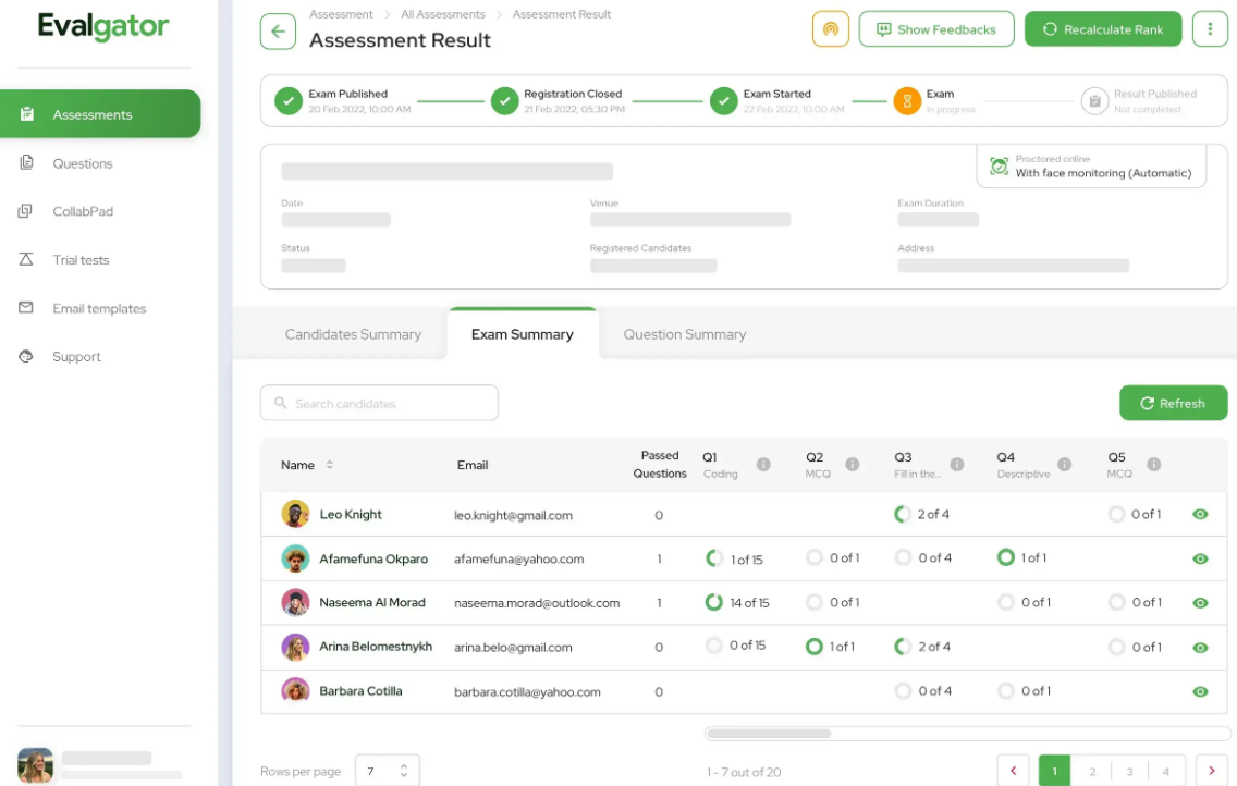 screenshot of Evalgator