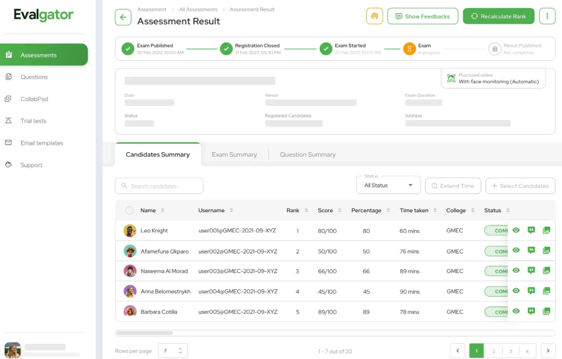 screenshot of Evalgator