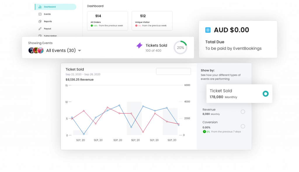 screenshot of EventBookings