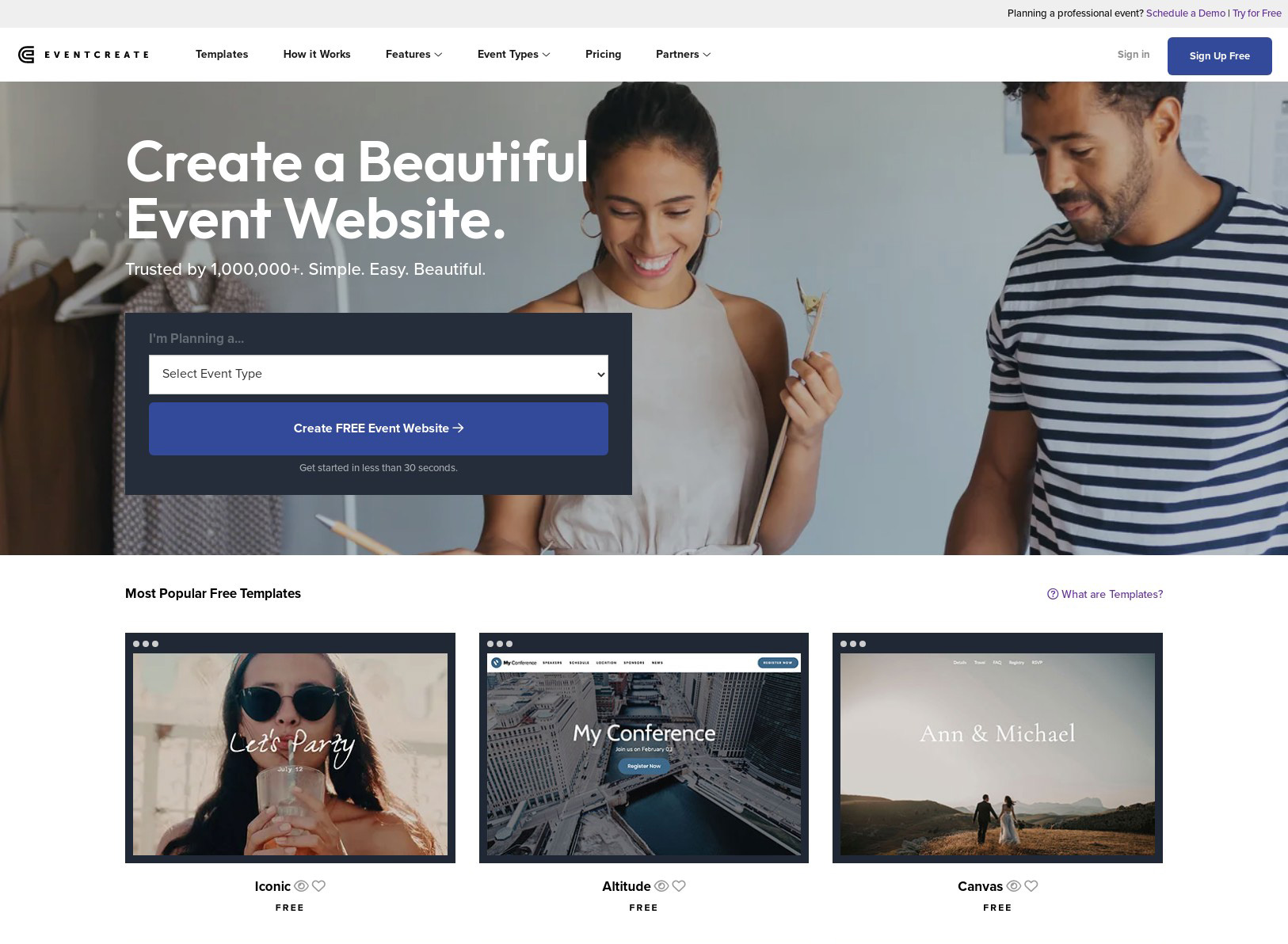screenshot of EventCreate